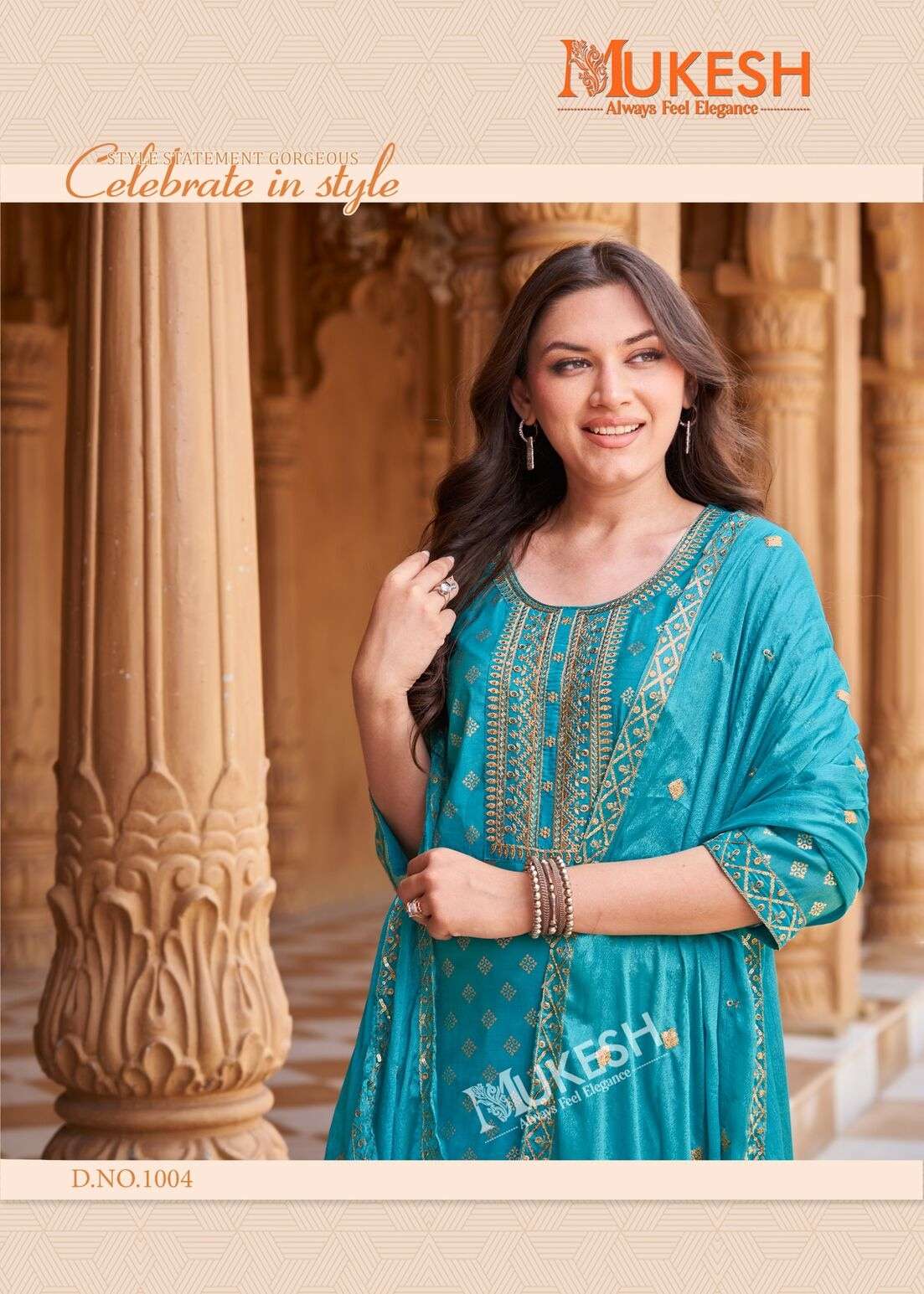 MANNAT VOL-2 BY MUKESH IN PURE VISCOSE SIMMER ROMAN WITH EMBROIDERY & GOLD PRINT