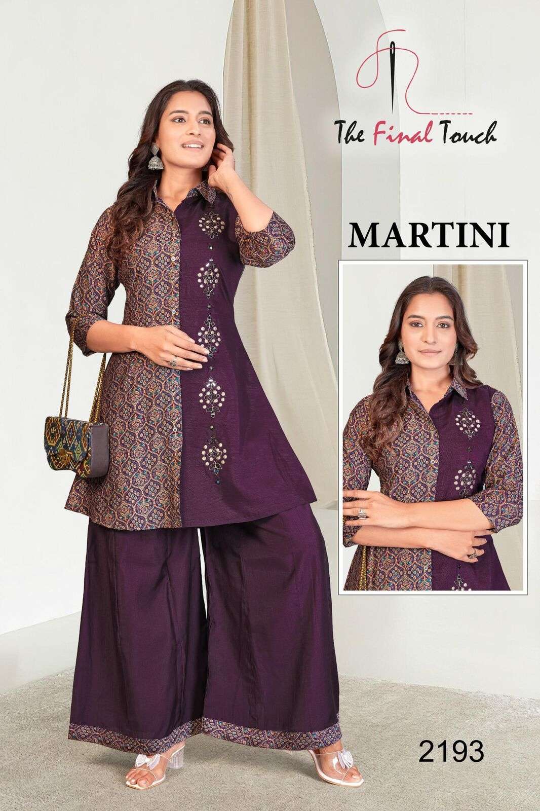 MARTINI BY R R FASHION IN PREMIUM VETICAN PRINT WITH ORIGINAL MIRROR WORK 