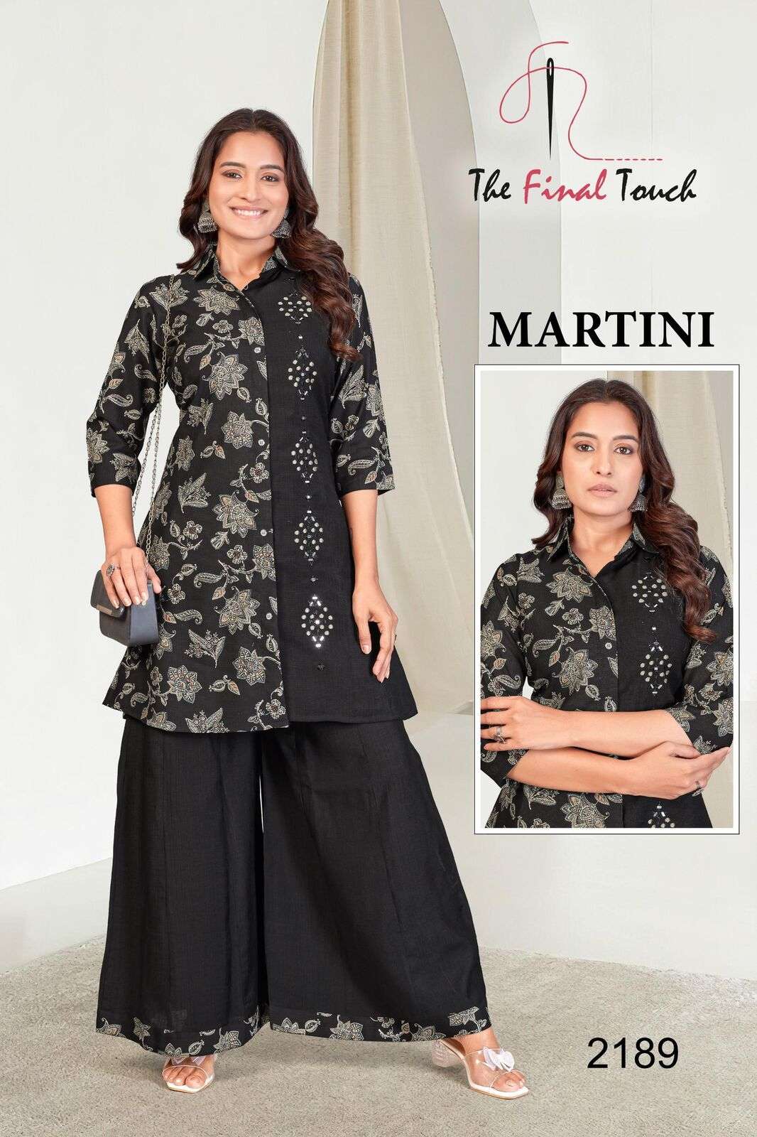 MARTINI BY R R FASHION IN PREMIUM VETICAN PRINT WITH ORIGINAL MIRROR WORK 