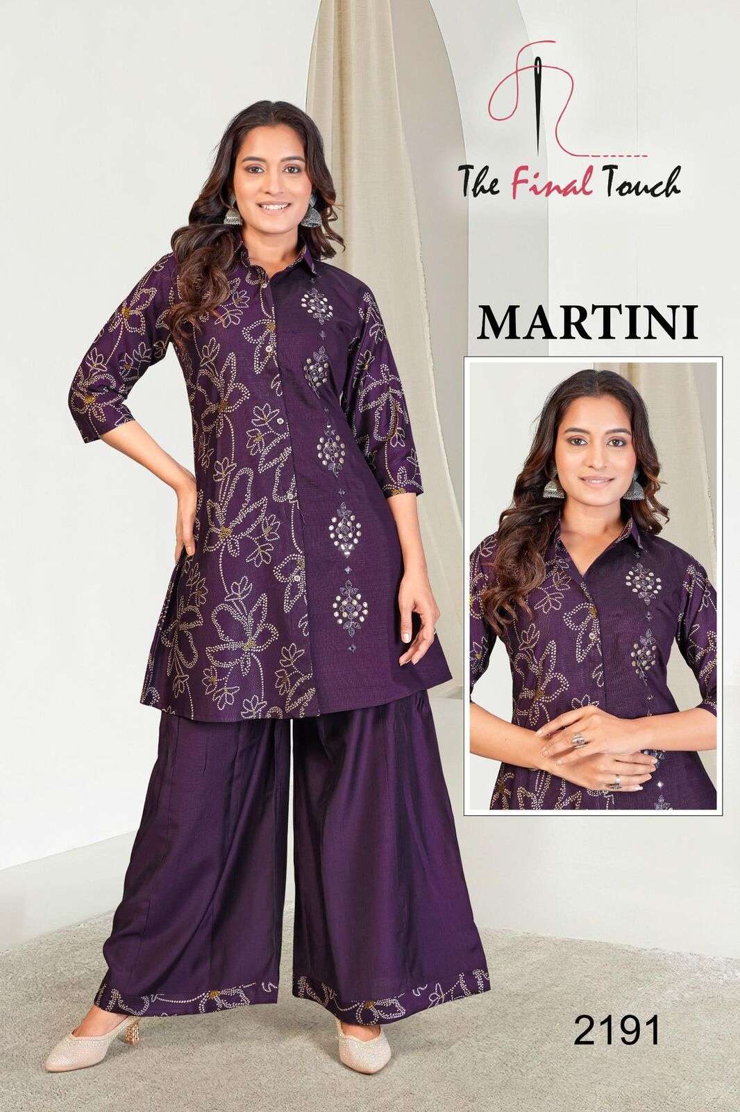 MARTINI BY R R FASHION IN PREMIUM VETICAN PRINT WITH ORIGINAL MIRROR WORK 