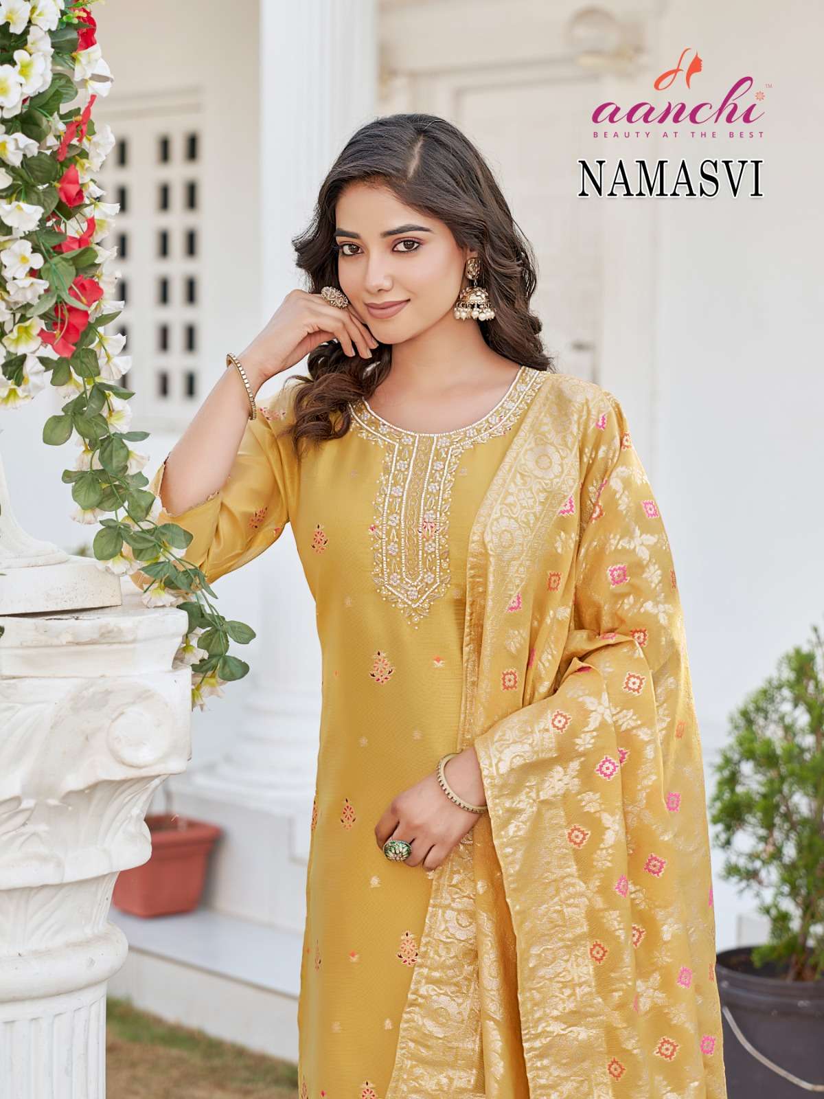 NAMASVI BY AANCHI IN MEENA JACQUARD 3 PCS CATALOGUE STRAIGHT CONCEPT