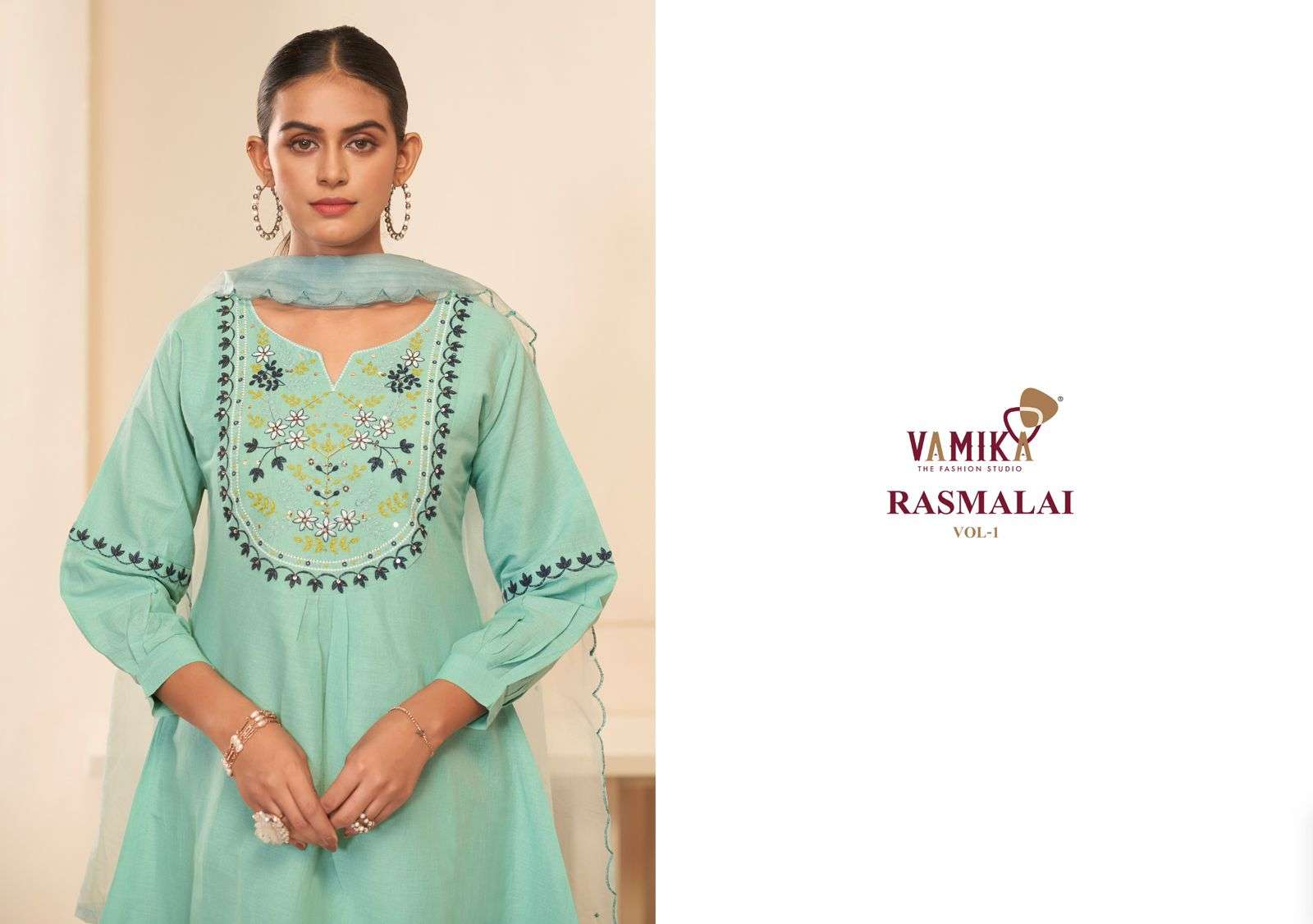 RASMALAI VOL-1 BY VAMIKA IN CEMRIC COTTON WITH HEAVY HAND WORK 