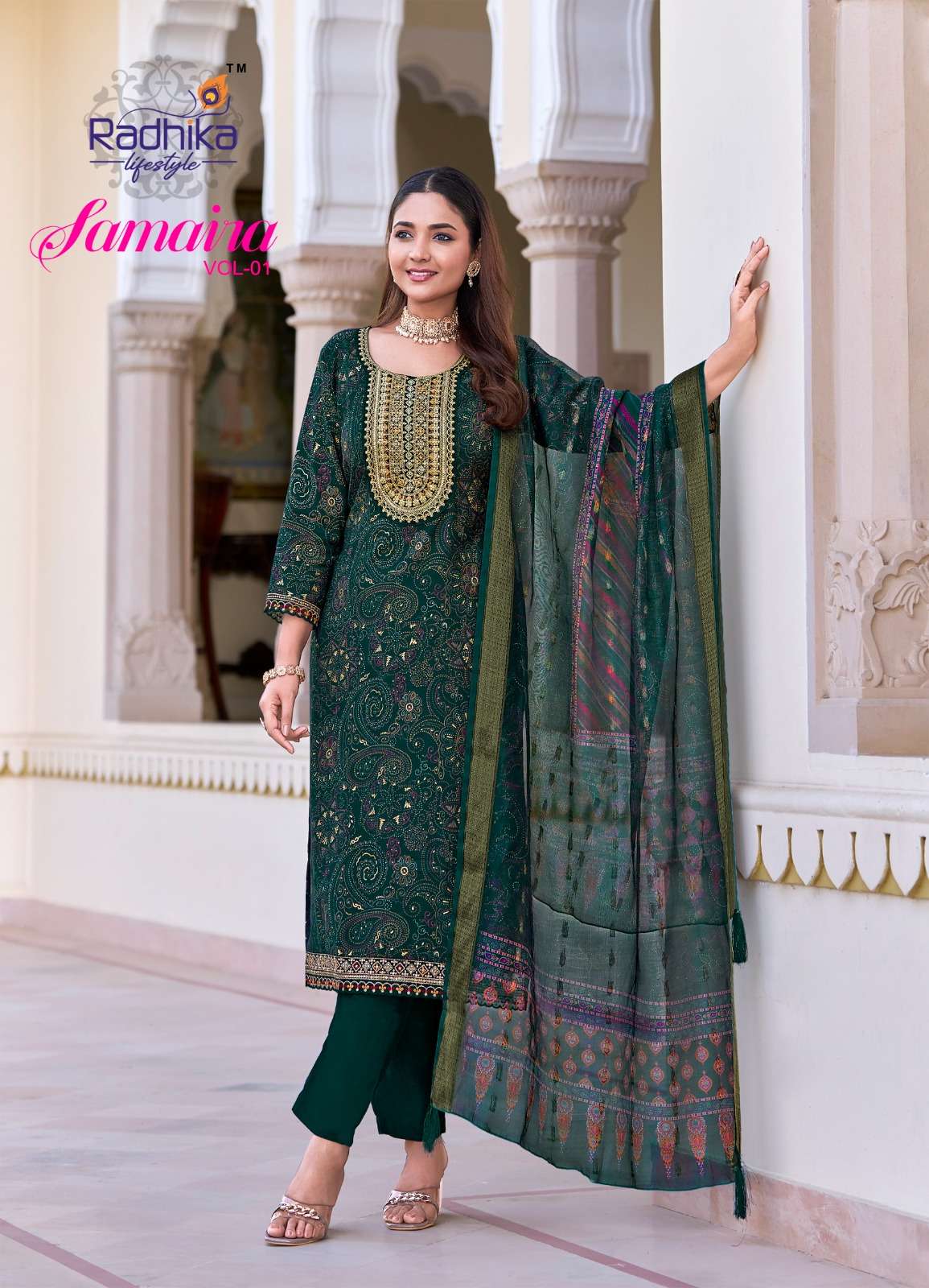 SAMAIRA VOL:-1 BY RADHIKA LIFESTYLE IN VERTICAN FOIL PRINT WITH EMBROIDERY WORK