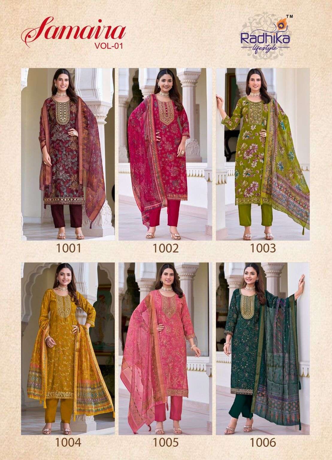 SAMAIRA VOL:-1 BY RADHIKA LIFESTYLE IN VERTICAN FOIL PRINT WITH EMBROIDERY WORK