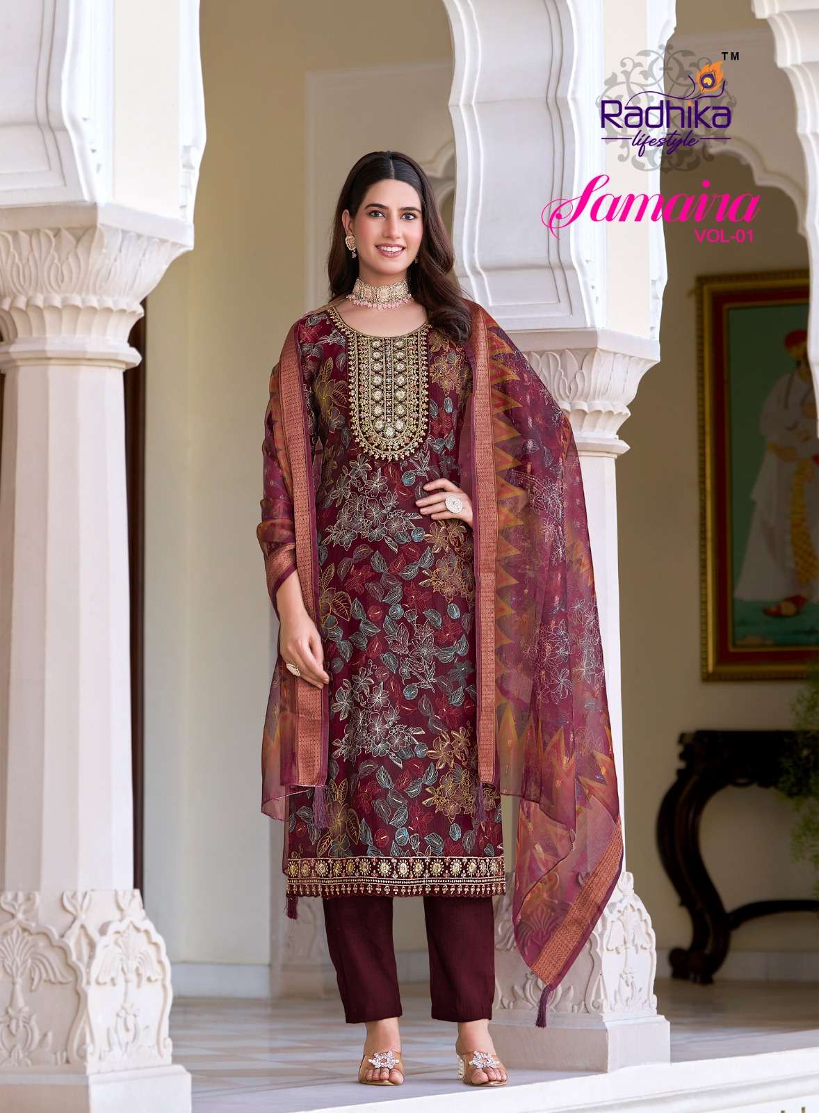 SAMAIRA VOL:-1 BY RADHIKA LIFESTYLE IN VERTICAN FOIL PRINT WITH EMBROIDERY WORK