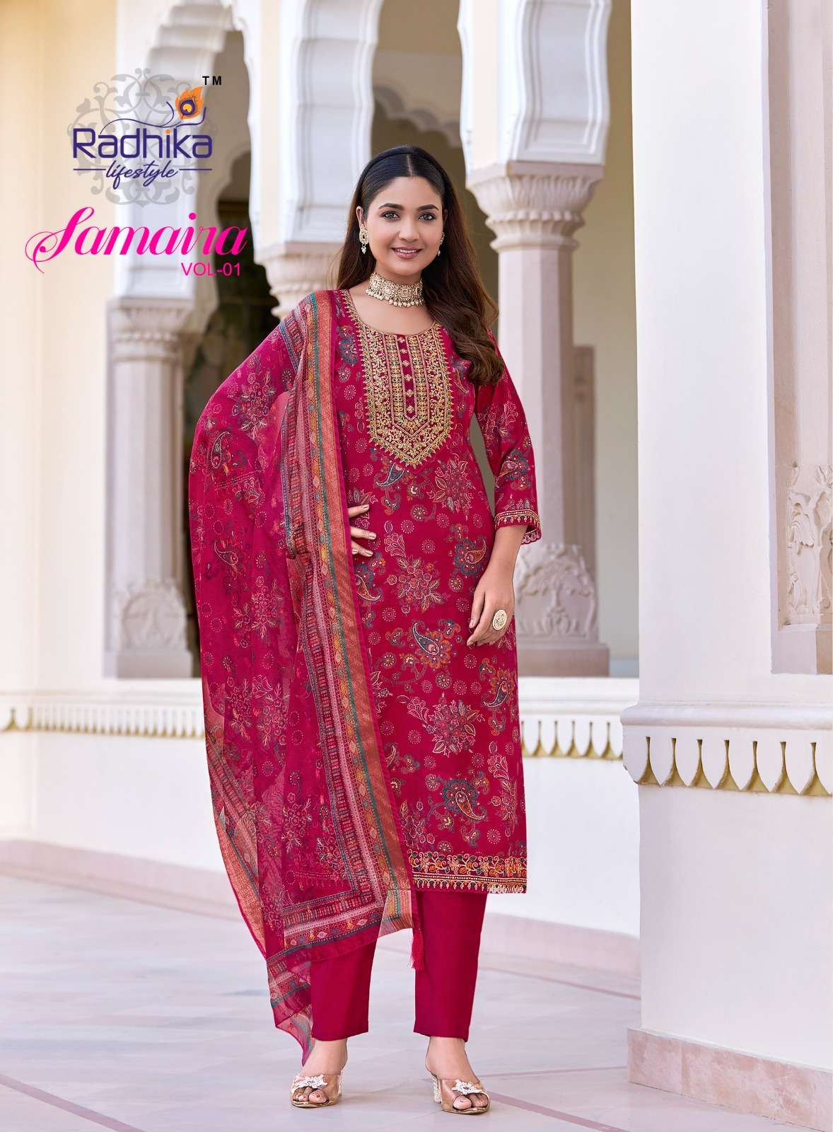SAMAIRA VOL:-1 BY RADHIKA LIFESTYLE IN VERTICAN FOIL PRINT WITH EMBROIDERY WORK