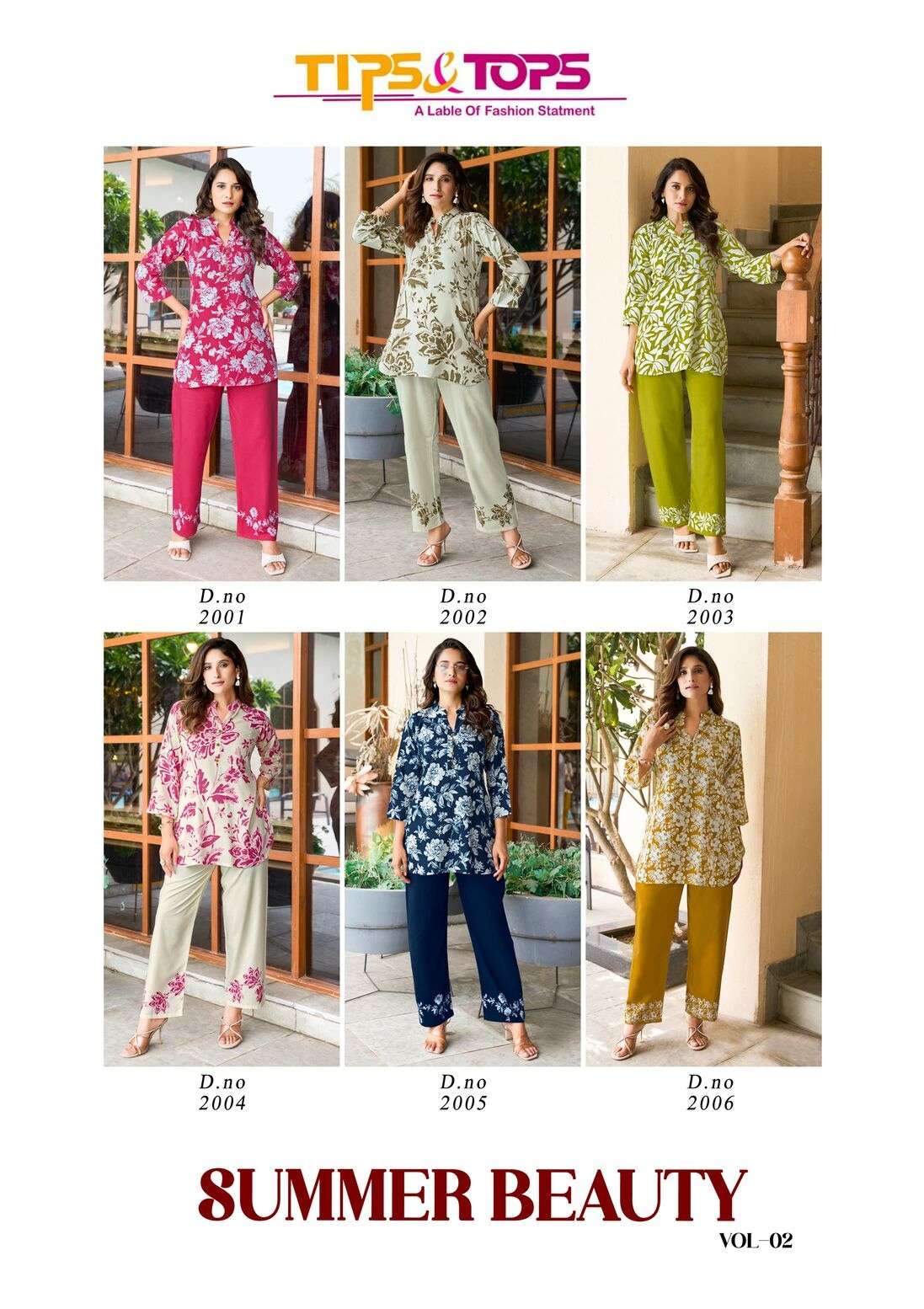 SUMMER BEAUTY VOL-2 BY TIPS & TOPS IN HEAVY RAYON PRINT CORD SET WITH PANT POCKET 