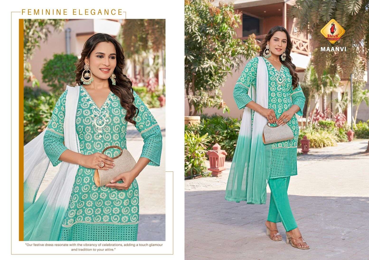 SUMMER SHADES BY SHRUTI SUIT IN PURE CAMBRIC COTTON WITH MIRROR EMBROIDERY WORK 