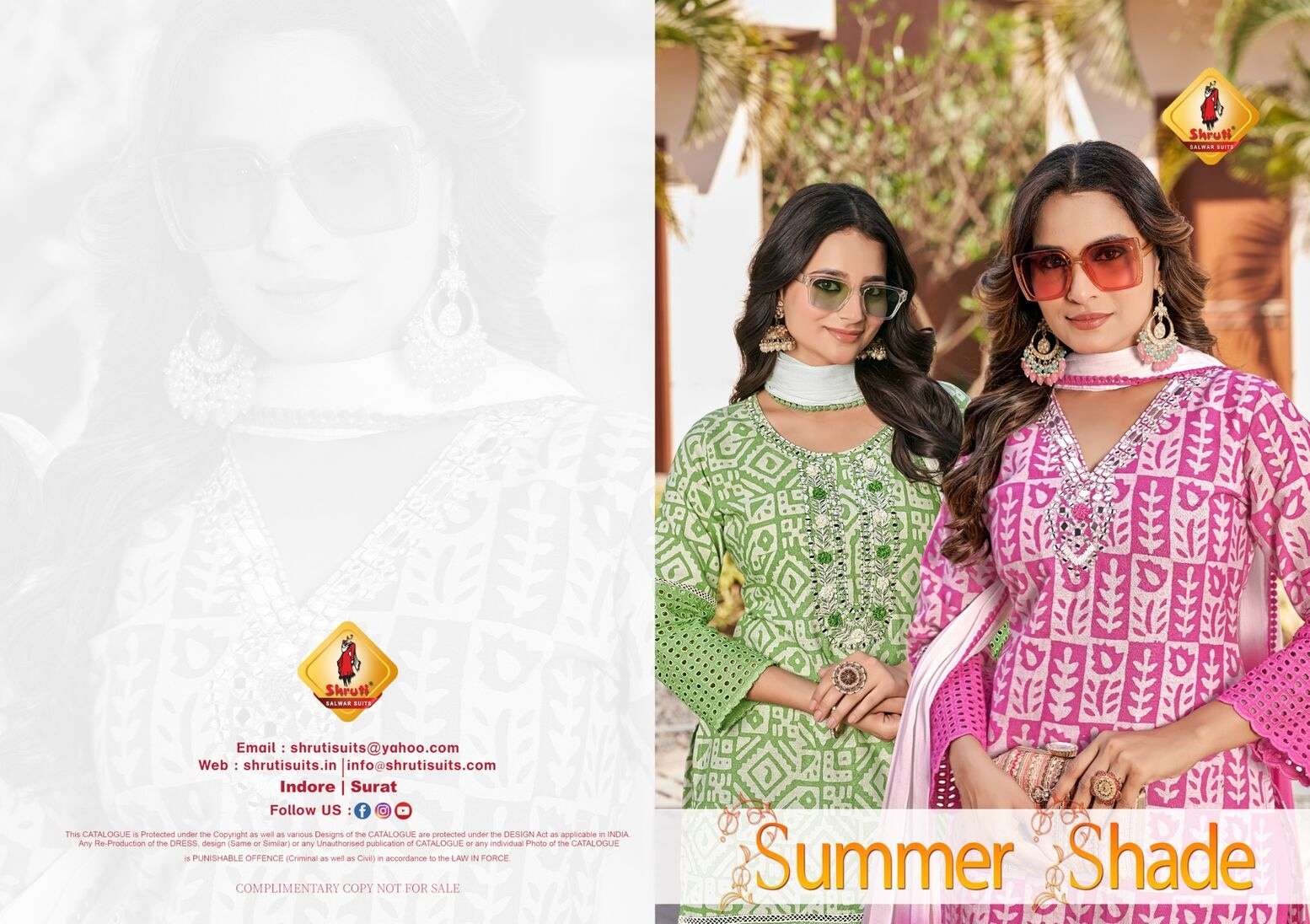 SUMMER SHADES BY SHRUTI SUIT IN PURE CAMBRIC COTTON WITH MIRROR EMBROIDERY WORK 