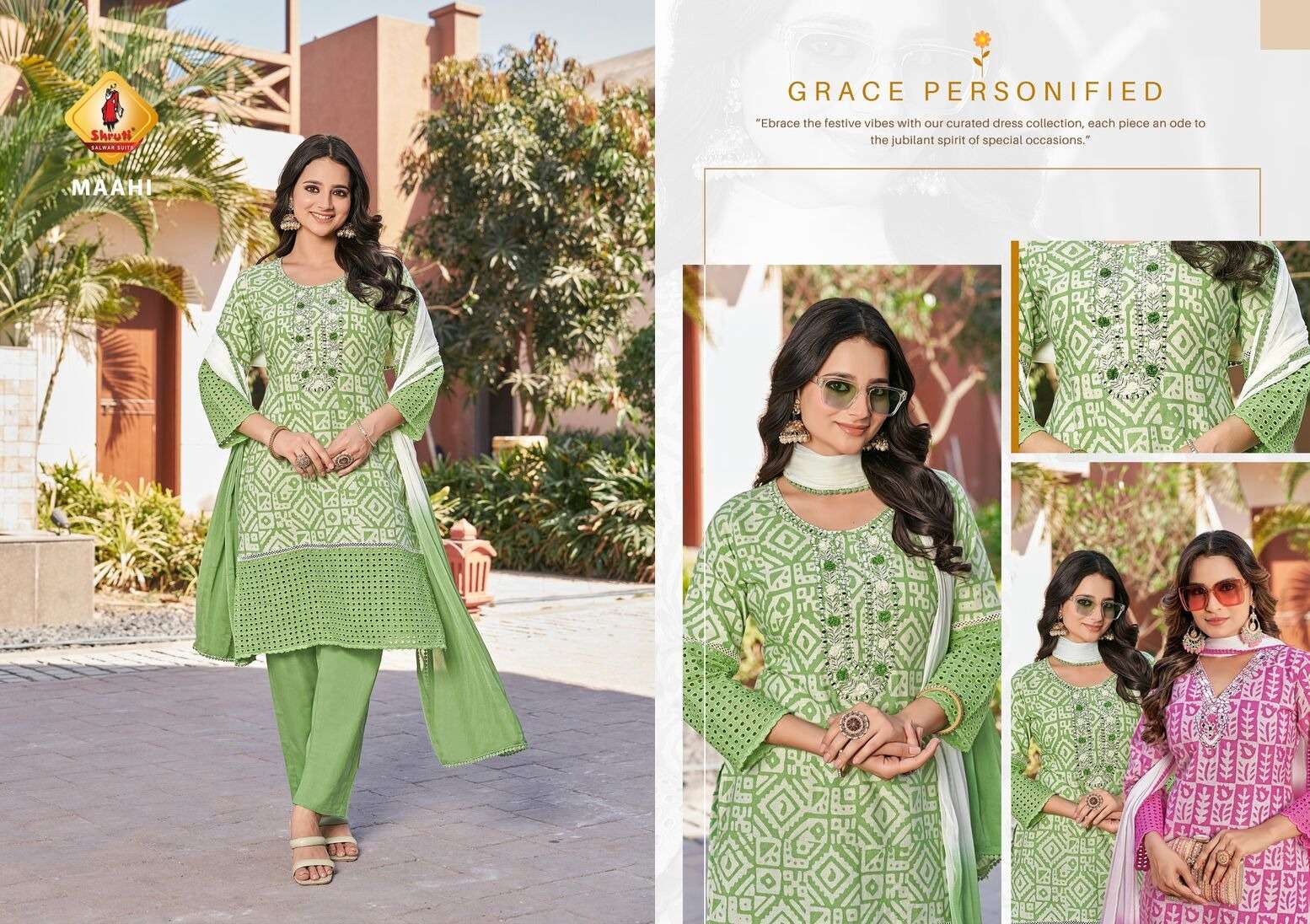 SUMMER SHADES BY SHRUTI SUIT IN PURE CAMBRIC COTTON WITH MIRROR EMBROIDERY WORK 