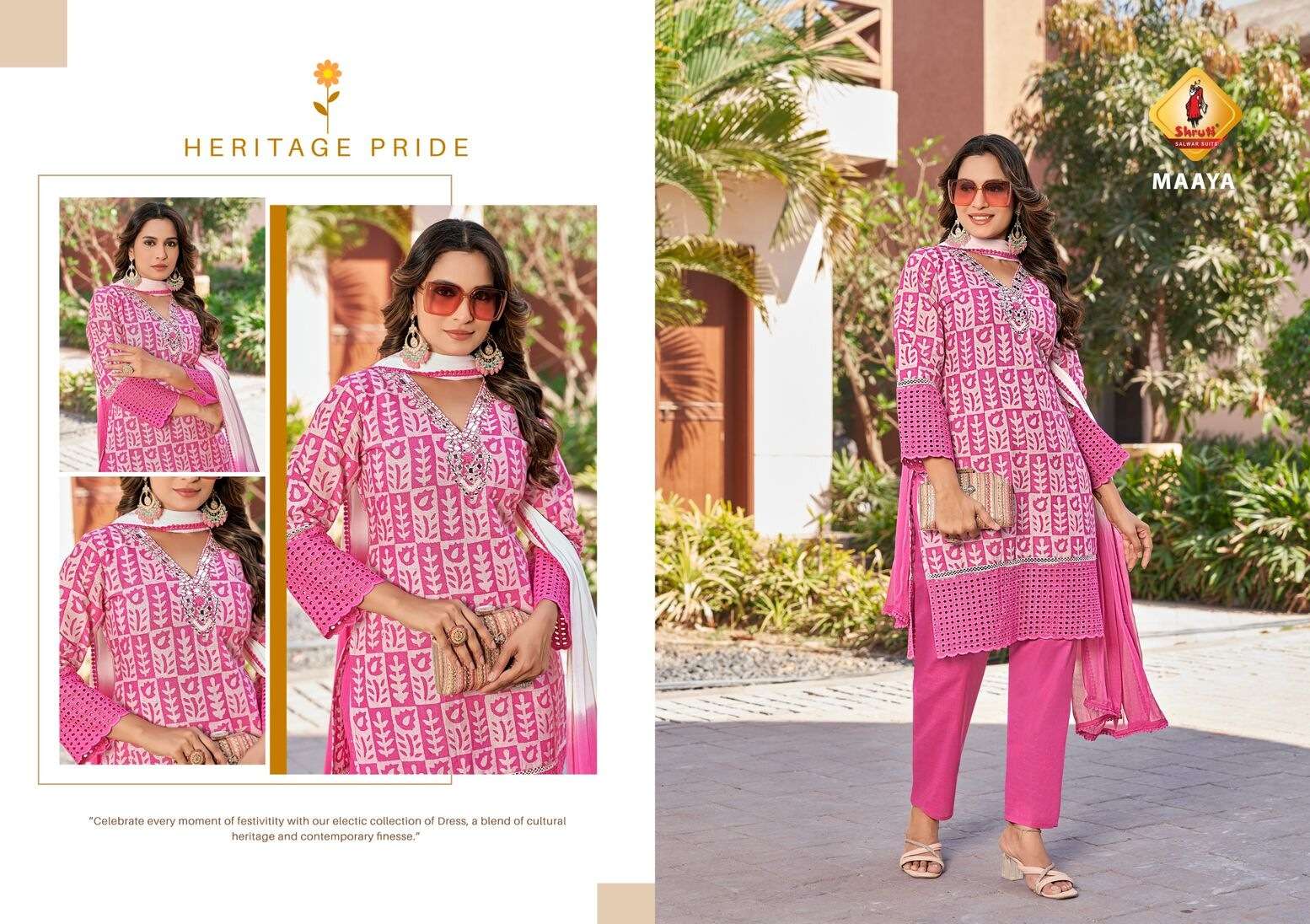 SUMMER SHADES BY SHRUTI SUIT IN PURE CAMBRIC COTTON WITH MIRROR EMBROIDERY WORK 
