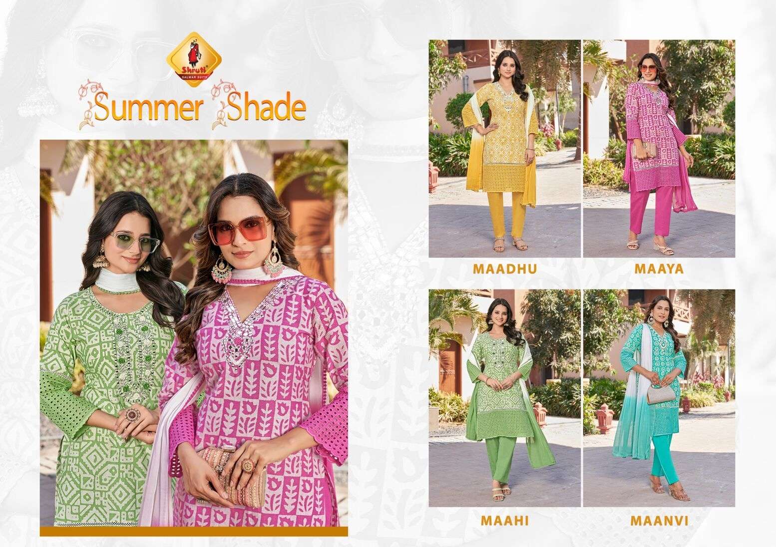 SUMMER SHADES BY SHRUTI SUIT IN PURE CAMBRIC COTTON WITH MIRROR EMBROIDERY WORK 