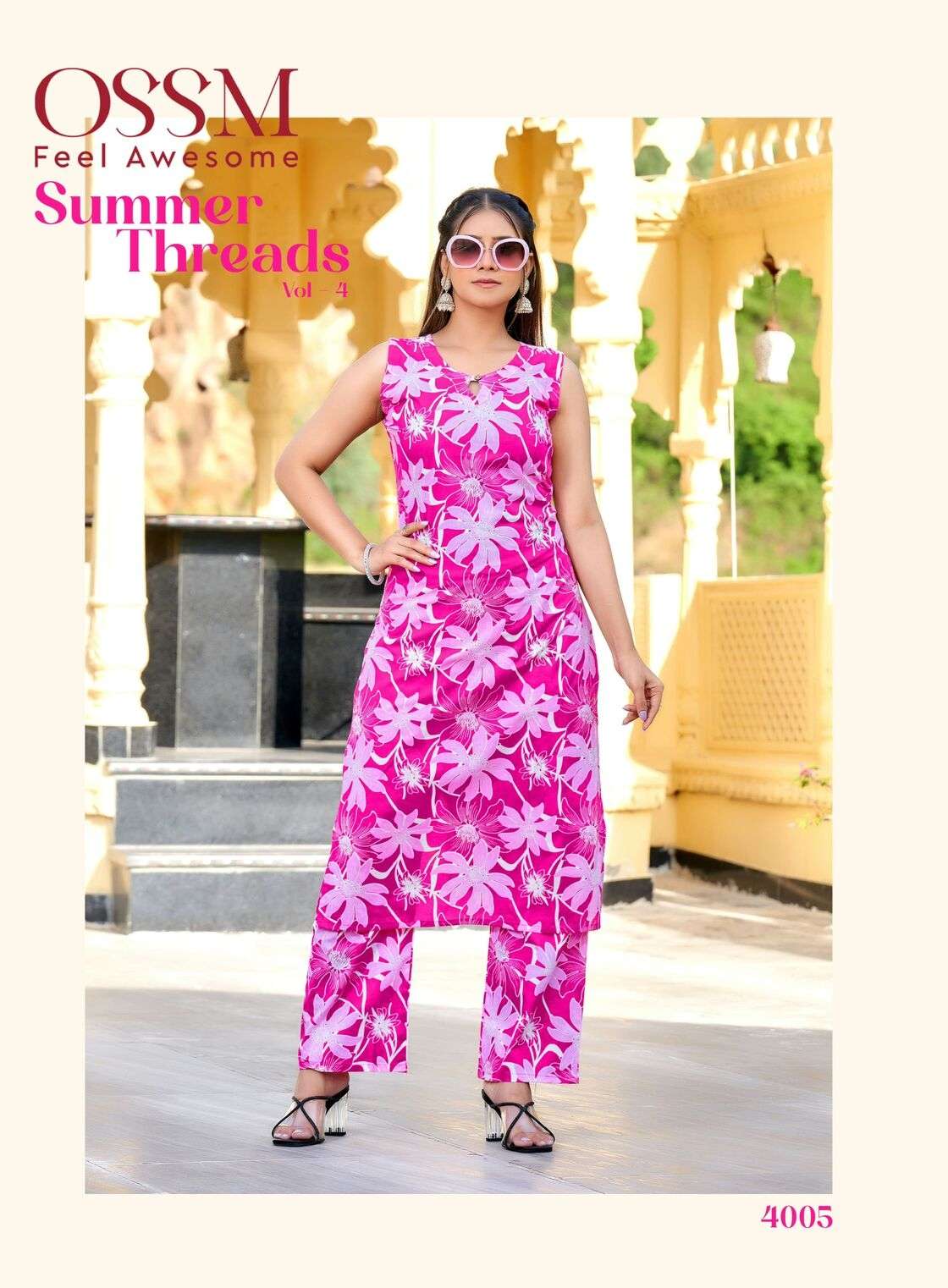 SUMMER THREADS VOL-4 BY OSSM IN COTTON PRINT SLEEVELESS CO-ORD SET WITH POCKET 