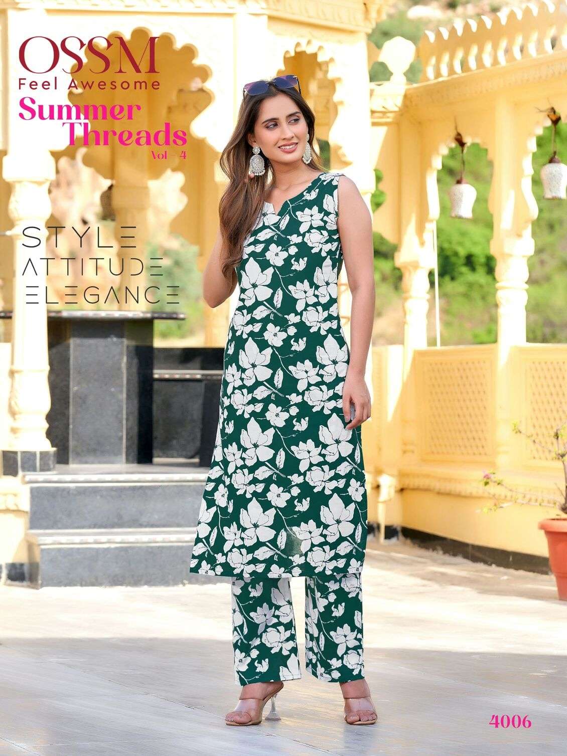 SUMMER THREADS VOL-4 BY OSSM IN COTTON PRINT SLEEVELESS CO-ORD SET WITH POCKET 