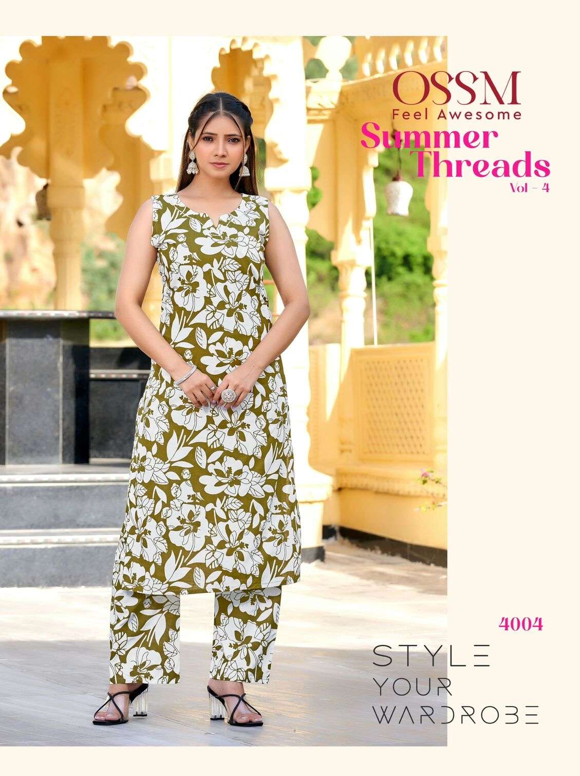 SUMMER THREADS VOL-4 BY OSSM IN COTTON PRINT SLEEVELESS CO-ORD SET WITH POCKET 