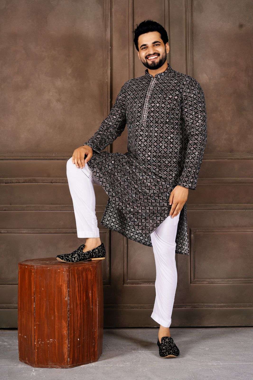 TF VOLUME-1 BY TEXOFAB IN HEAVY RAYON WITH SHIFFLLI WORK MENS WEAR KURTA PANT COLLECTION 
