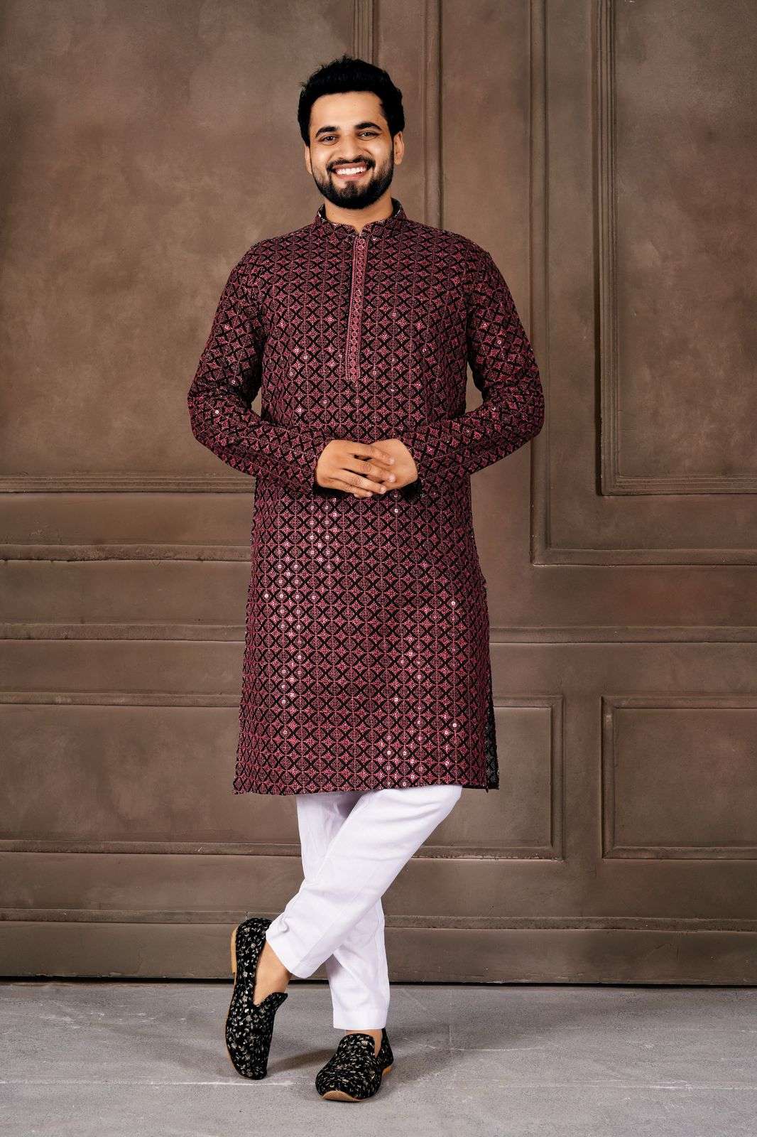 TF VOLUME-1 BY TEXOFAB IN HEAVY RAYON WITH SHIFFLLI WORK MENS WEAR KURTA PANT COLLECTION 