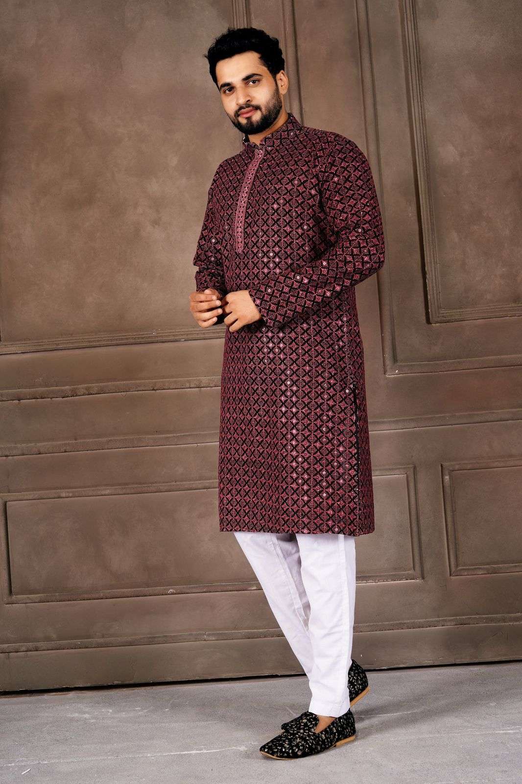 TF VOLUME-1 BY TEXOFAB IN HEAVY RAYON WITH SHIFFLLI WORK MENS WEAR KURTA PANT COLLECTION 