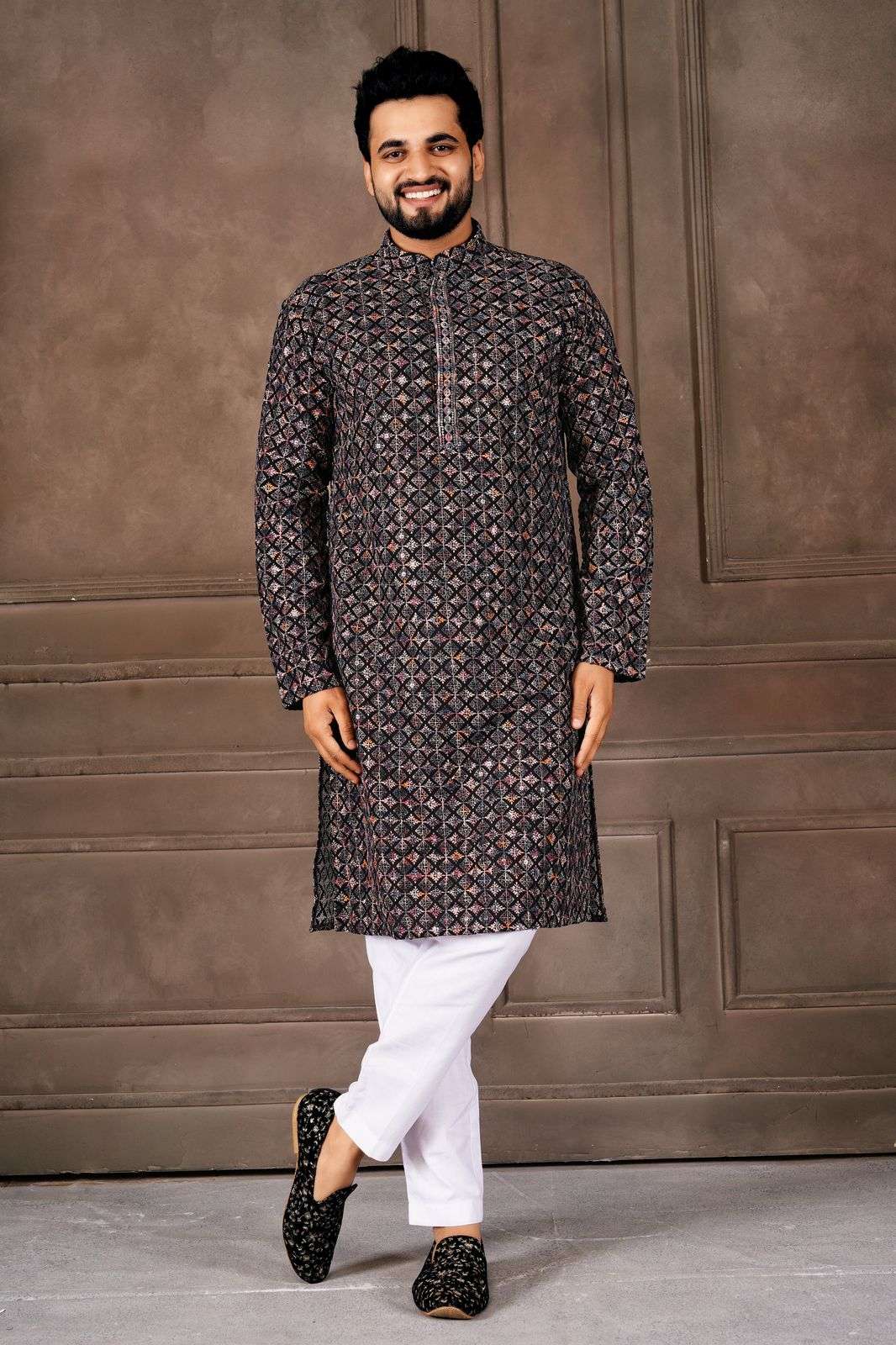 TF VOLUME-1 BY TEXOFAB IN HEAVY RAYON WITH SHIFFLLI WORK MENS WEAR KURTA PANT COLLECTION 