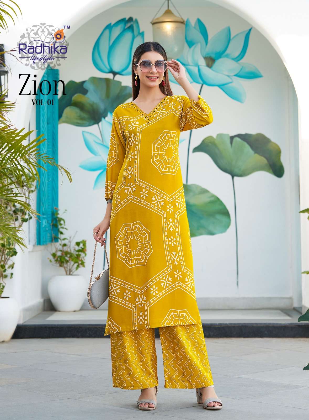 ZION VOL:-1 BY RADHIKA LIFE STYLE IN PURE REYON HEAVY DISCHARGE WITH FOIL HANDWORK 