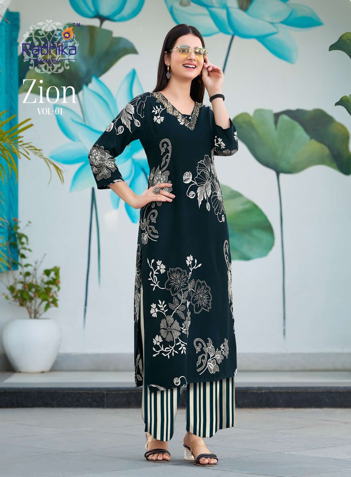 ZION VOL:-1 BY RADHIKA LIFE STYLE IN PURE REYON HEAVY DISCHARGE WITH FOIL HANDWORK 