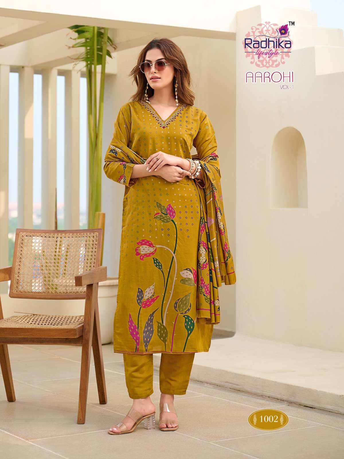 AAROHI VOL-1 BY RADHIKA LIFESTYLE IN MODAL DISCHARGE PRINT WITH HAND WORK 