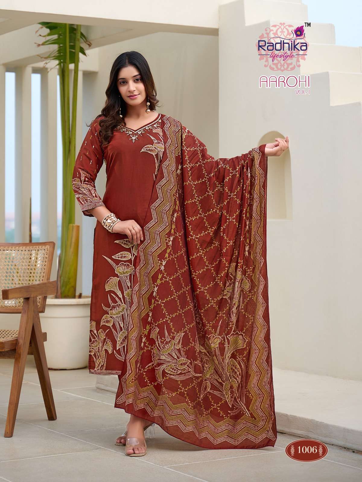 AAROHI VOL-1 BY RADHIKA LIFESTYLE IN MODAL DISCHARGE PRINT WITH HAND WORK 