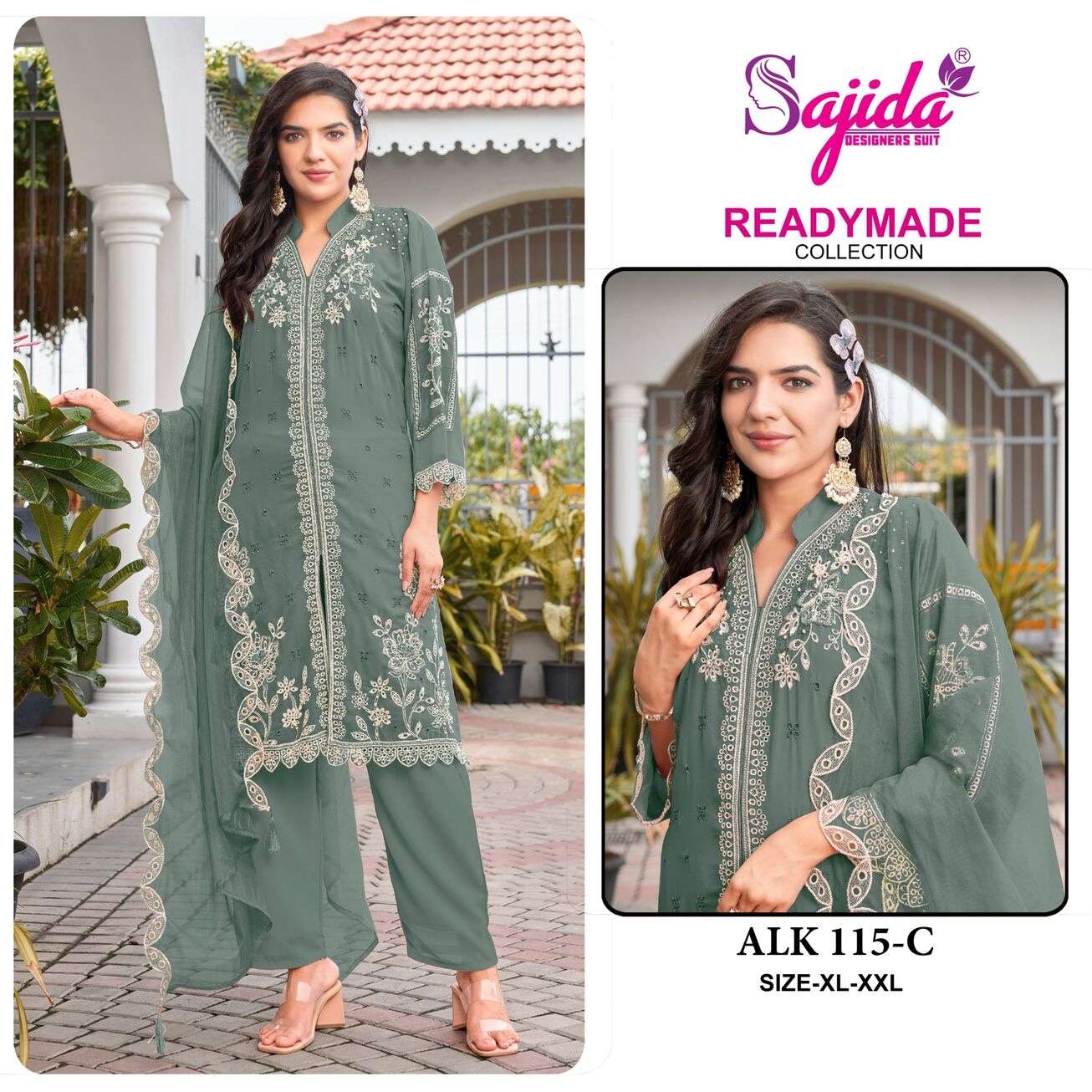 ALK - 115 BY SAJIDA DESIGNER IN HEVAY GEORGETTE WITH EMBROIDERY AND CUTWORK 