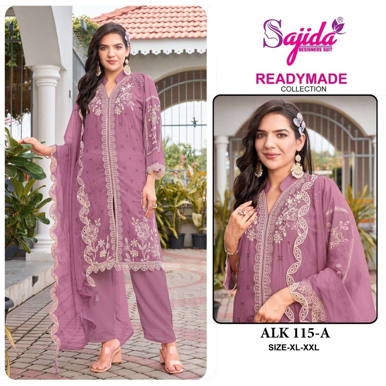 ALK - 115 BY SAJIDA DESIGNER IN HEVAY GEORGETTE WITH EMBROIDERY AND CUTWORK 