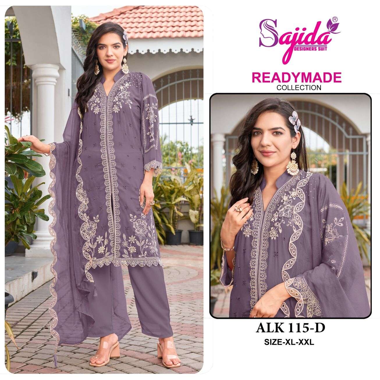 ALK - 115 BY SAJIDA DESIGNER IN HEVAY GEORGETTE WITH EMBROIDERY AND CUTWORK 