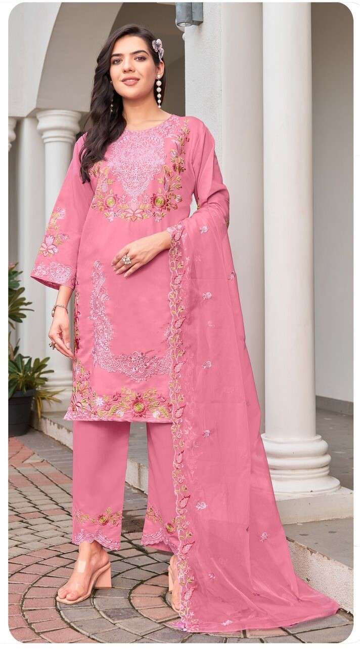ALK - 122 BY SAJIDA DESIGNER SUIT IN RAGA ROMAN SILK WITH HEVAY EMBROIDERY WORK 