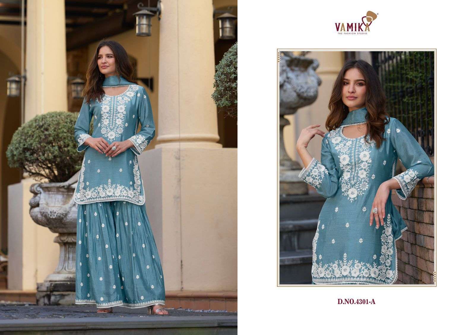 ANAMIKA VOL-2 BY VAMIKA IN HEAVY CHHINOON WITH HEAVY HANDWORK FOUR SIDE LESS DUPPATTA