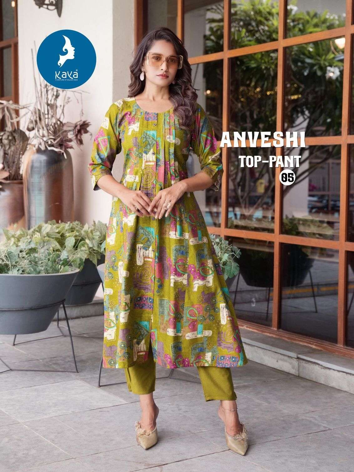ANVESHI BY KAYA KURTI IN VERTICAN PRINT WITH FOIL 2 PIECE CONCEPT 