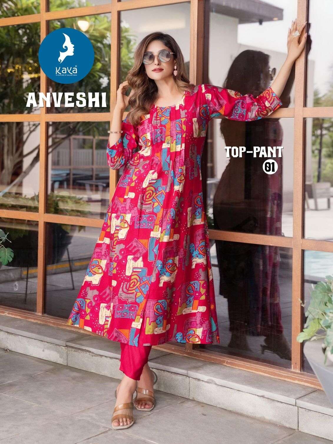 ANVESHI BY KAYA KURTI IN VERTICAN PRINT WITH FOIL 2 PIECE CONCEPT 