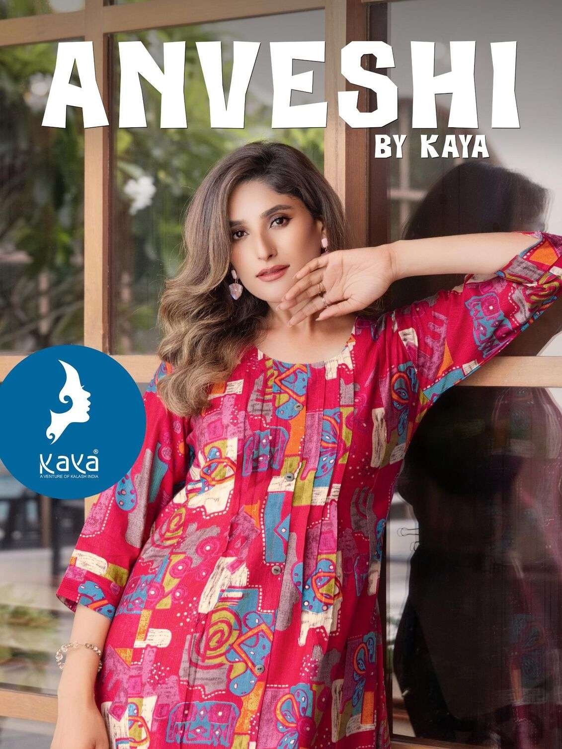 ANVESHI BY KAYA KURTI IN VERTICAN PRINT WITH FOIL 2 PIECE CONCEPT 