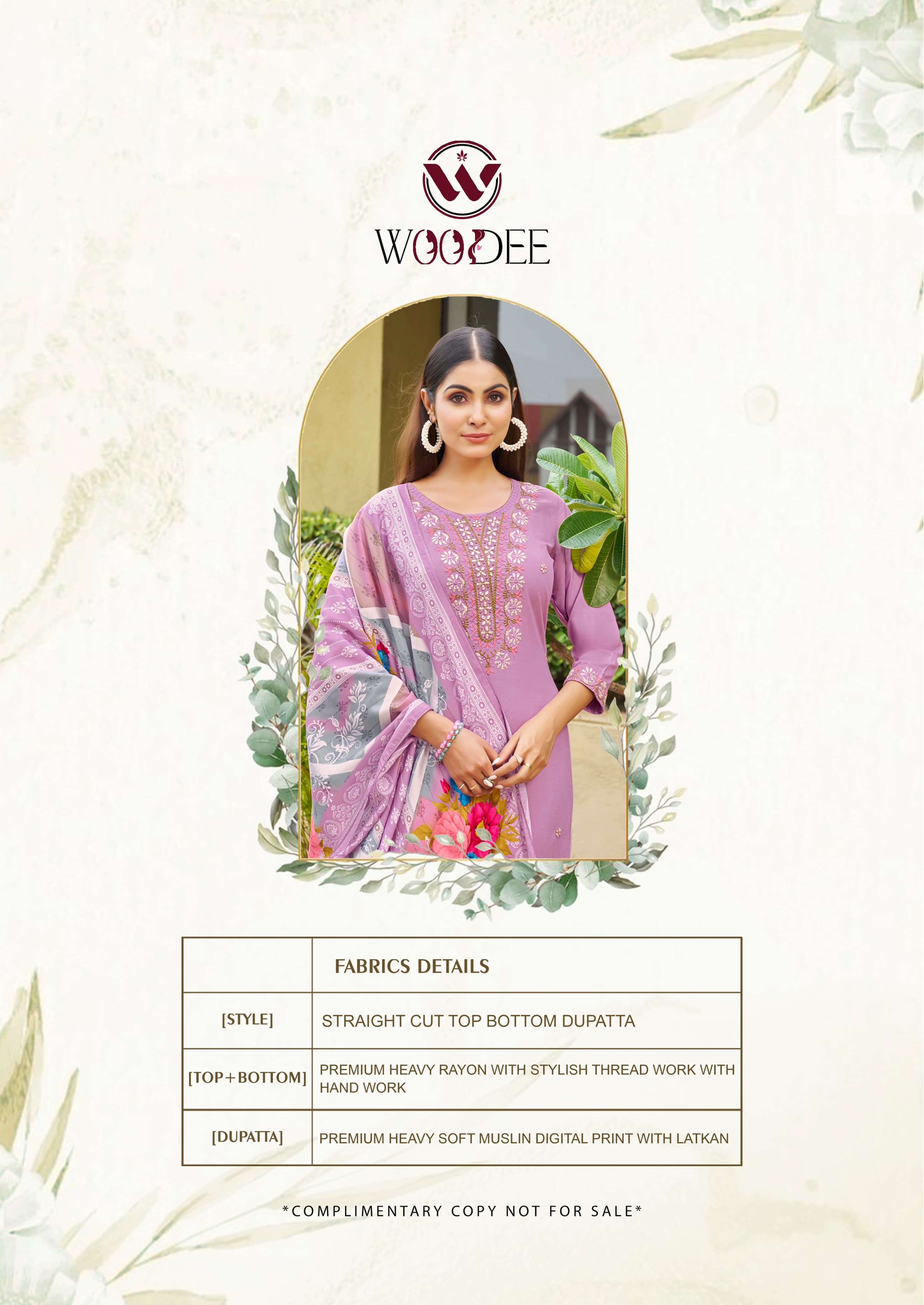 APSARA BY WOODEE IN PREMIUM QUALITY RAYON WITH STRAIGHT CUT 3 PCS CONCEPT 