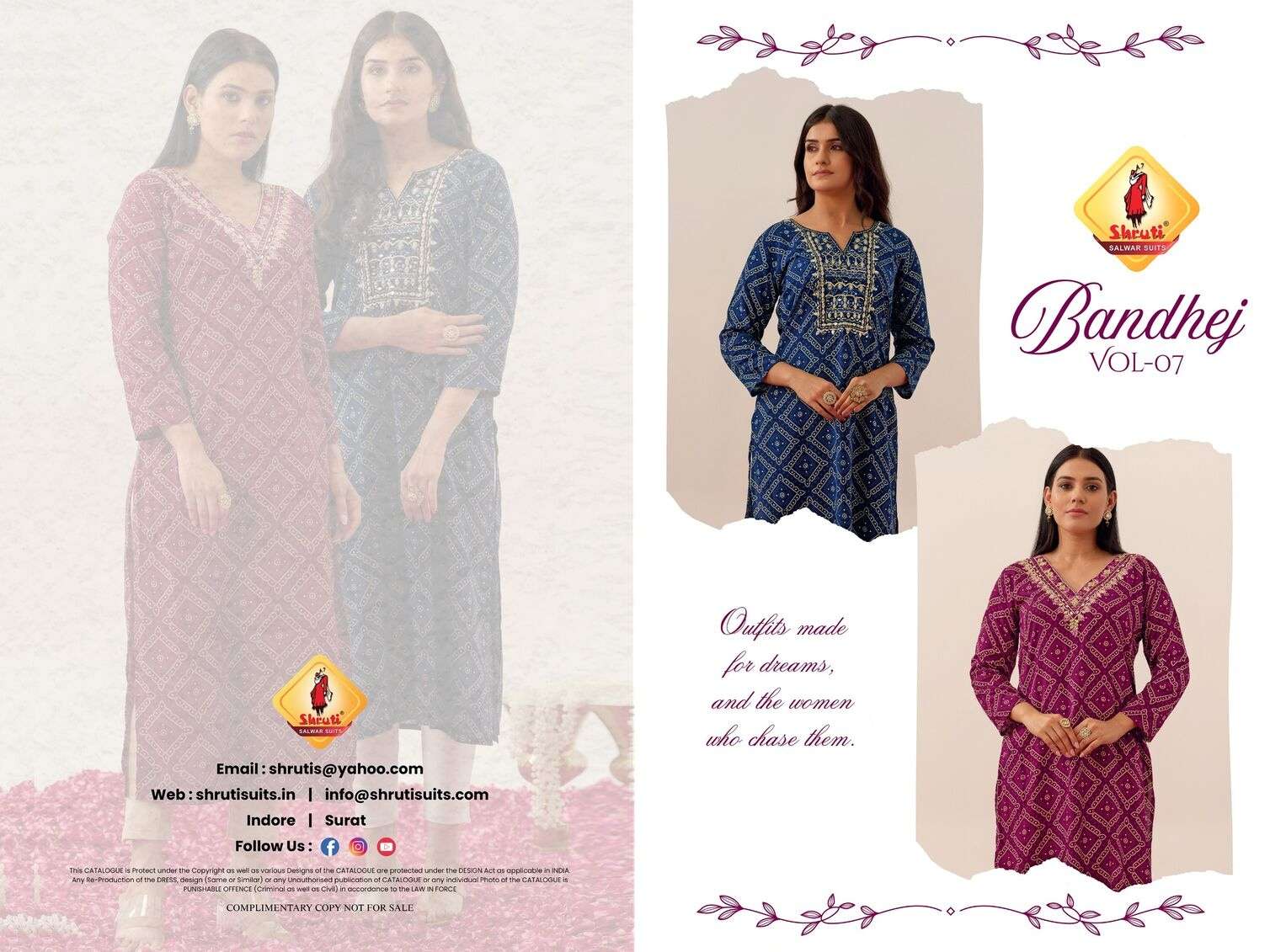 BANDHEJ VOL-7 BY SHRUTI SUITS IN BANDHANI PRINTED HEAVY FOIL MODAL RAYON SILK 