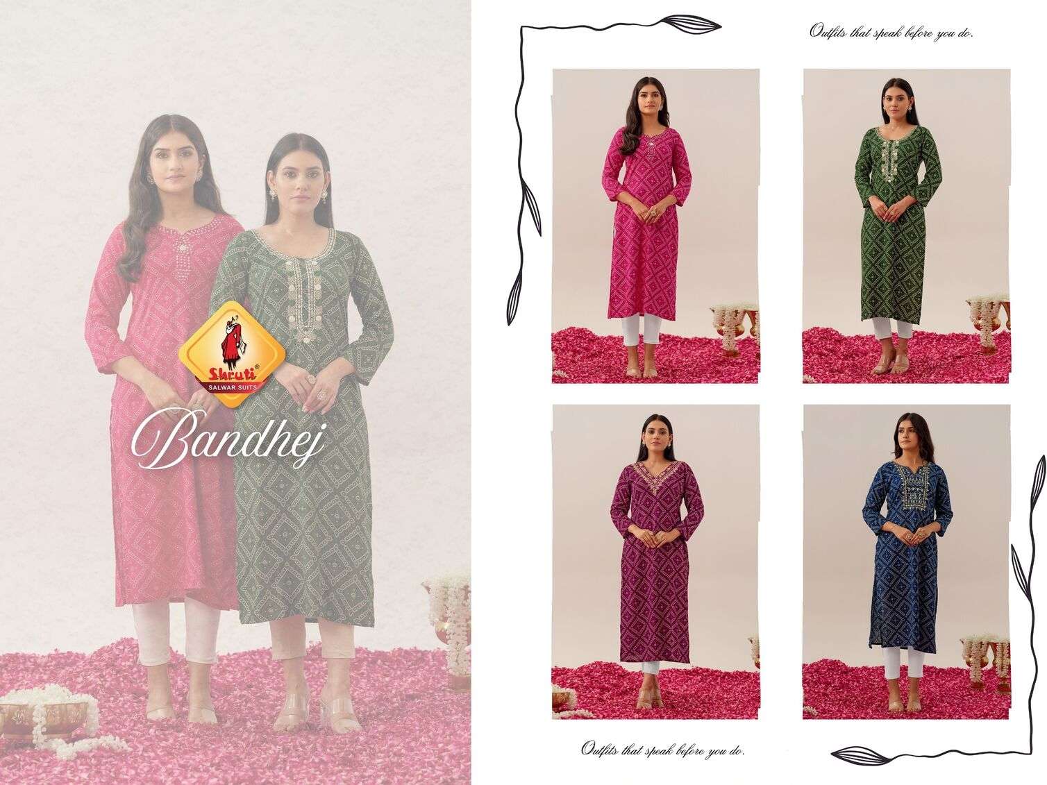 BANDHEJ VOL-7 BY SHRUTI SUITS IN BANDHANI PRINTED HEAVY FOIL MODAL RAYON SILK 