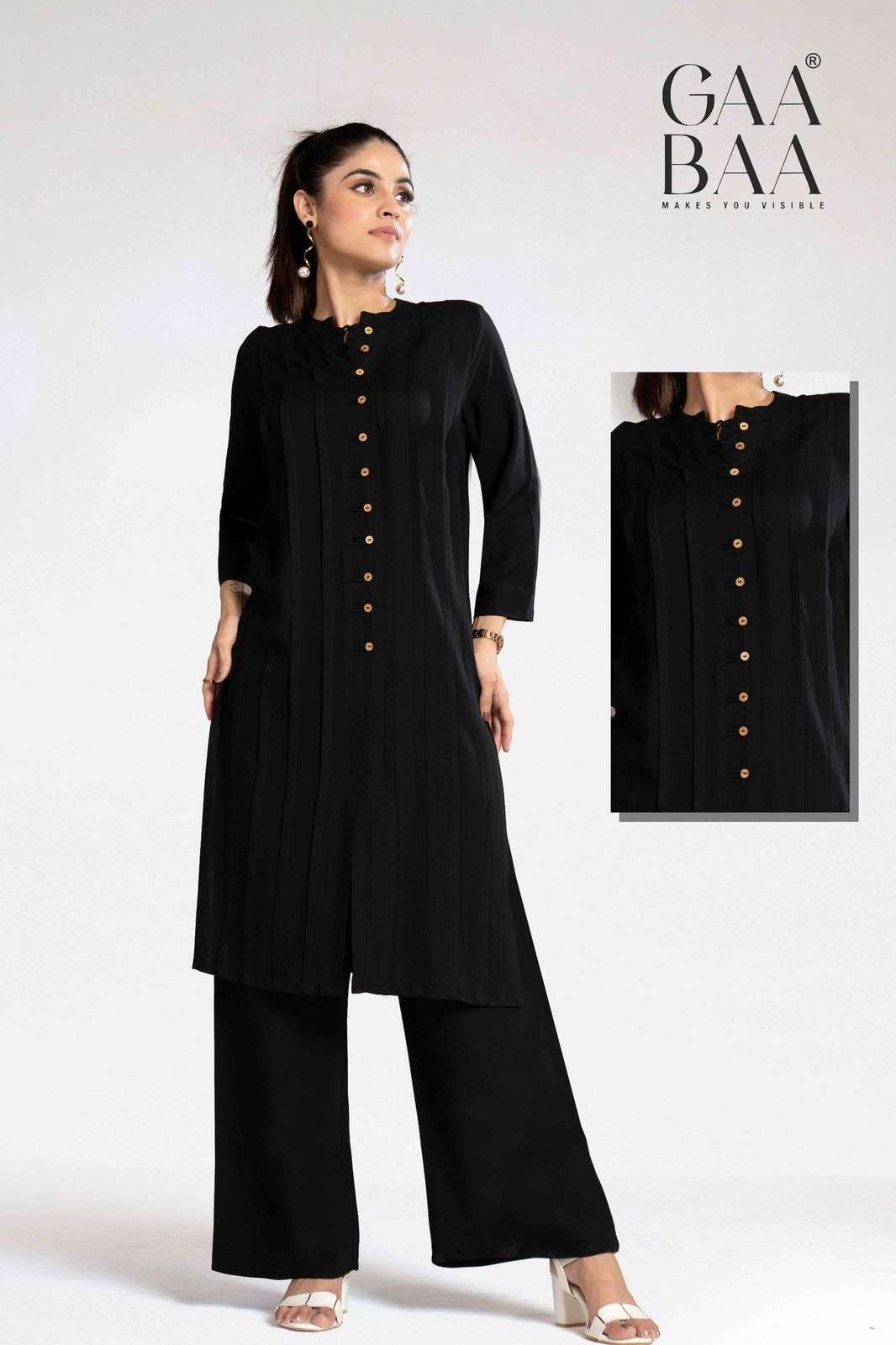 BIT COIN BY GAABAA IN LIVA RAYON BEAUTIFULLY STITCHED WITH PLEATS 