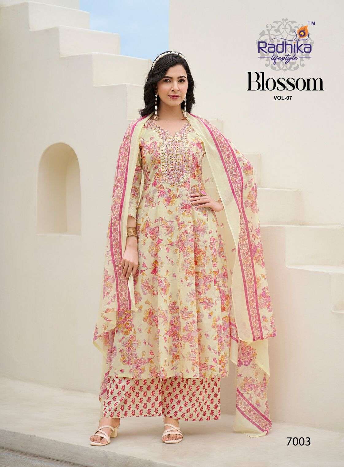 BLOSSOM VOL-7 BY RADHIKA LIFESTYLE IN COTTON PRINT WITH EMBROIDERY WORK 