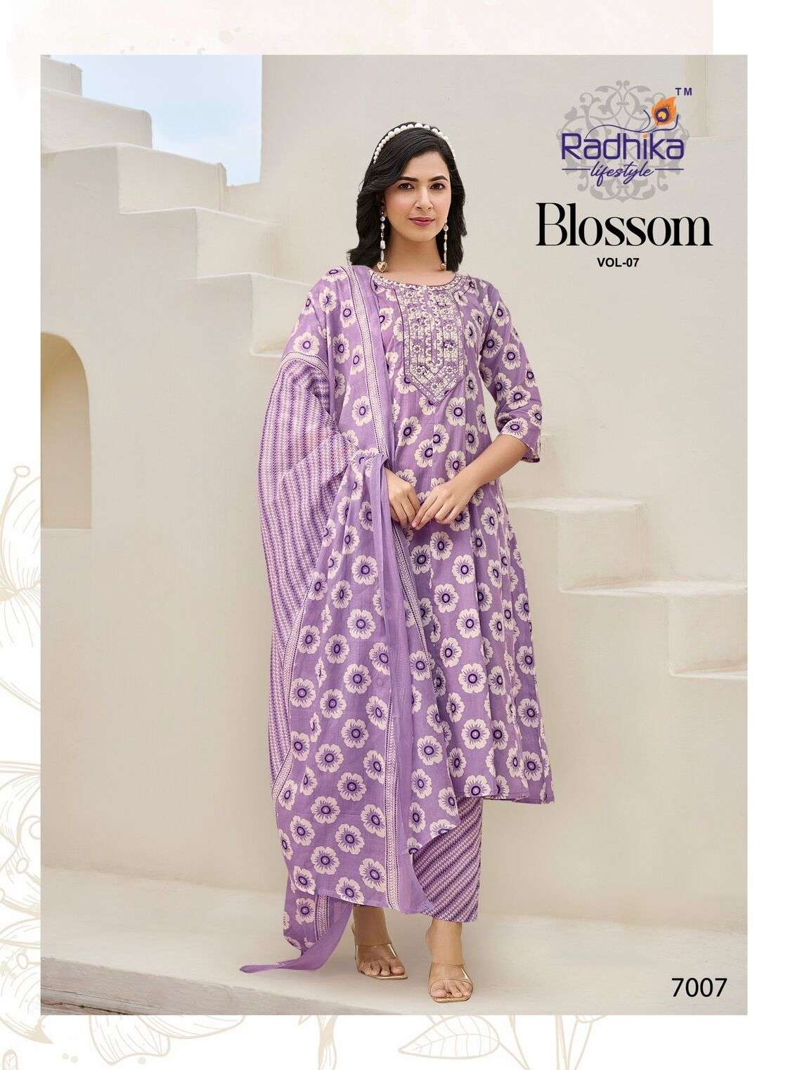 BLOSSOM VOL-7 BY RADHIKA LIFESTYLE IN COTTON PRINT WITH EMBROIDERY WORK 