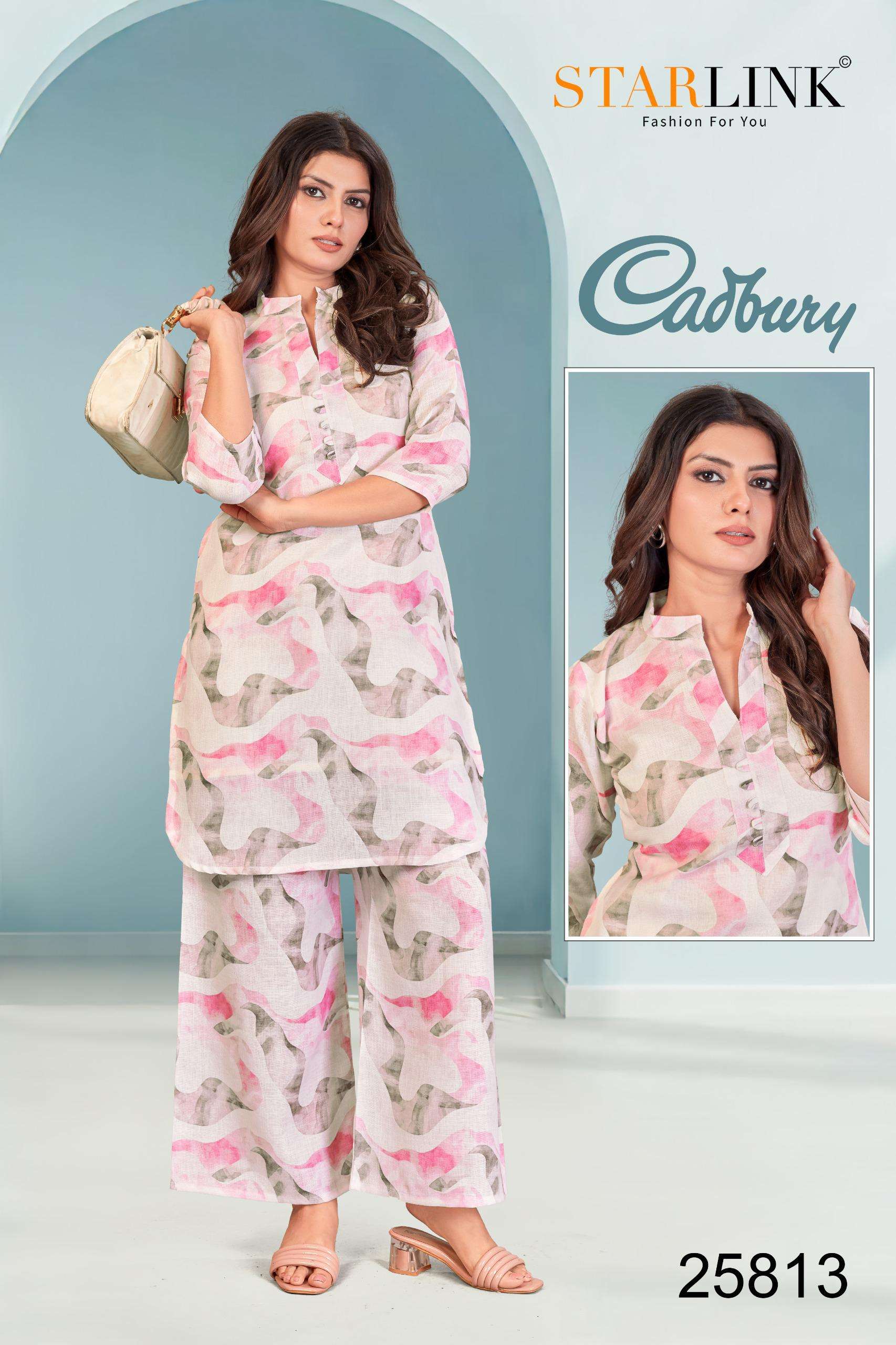 CADBURY BY STARLINK IN LINEN DIGITAL PRINT WITH INNER NEW CO-ORD SET 