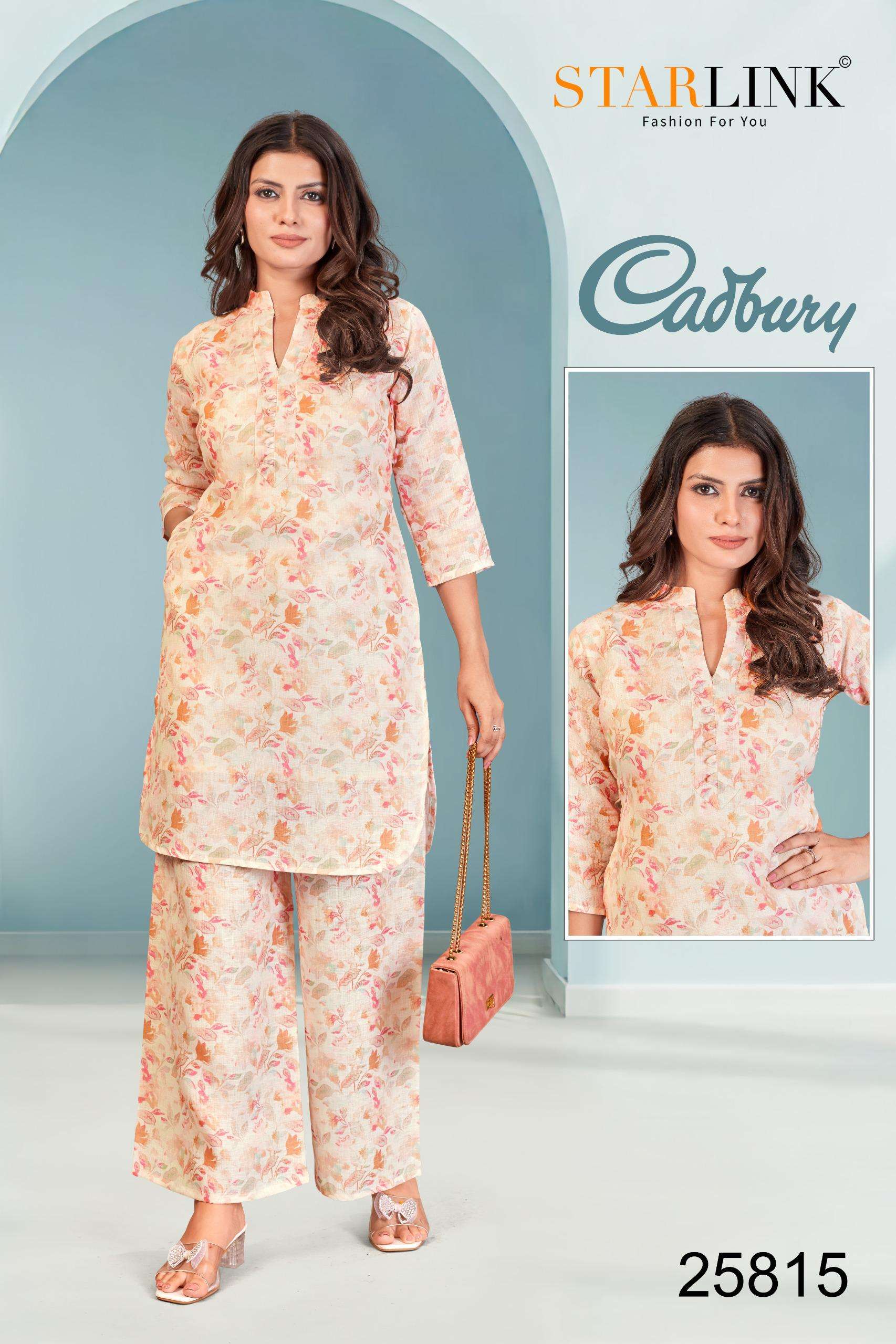 CADBURY BY STARLINK IN LINEN DIGITAL PRINT WITH INNER NEW CO-ORD SET 