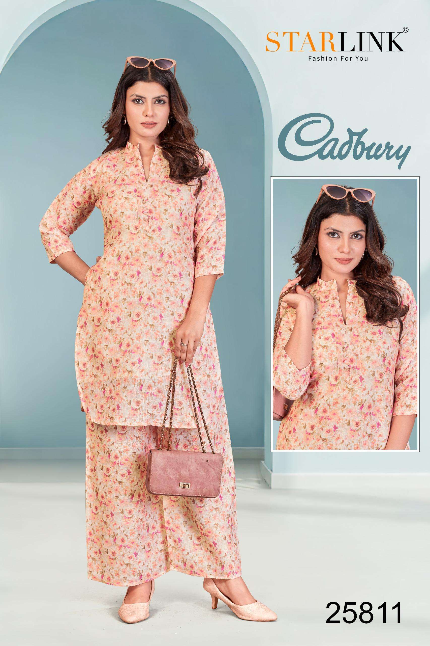 CADBURY BY STARLINK IN LINEN DIGITAL PRINT WITH INNER NEW CO-ORD SET 