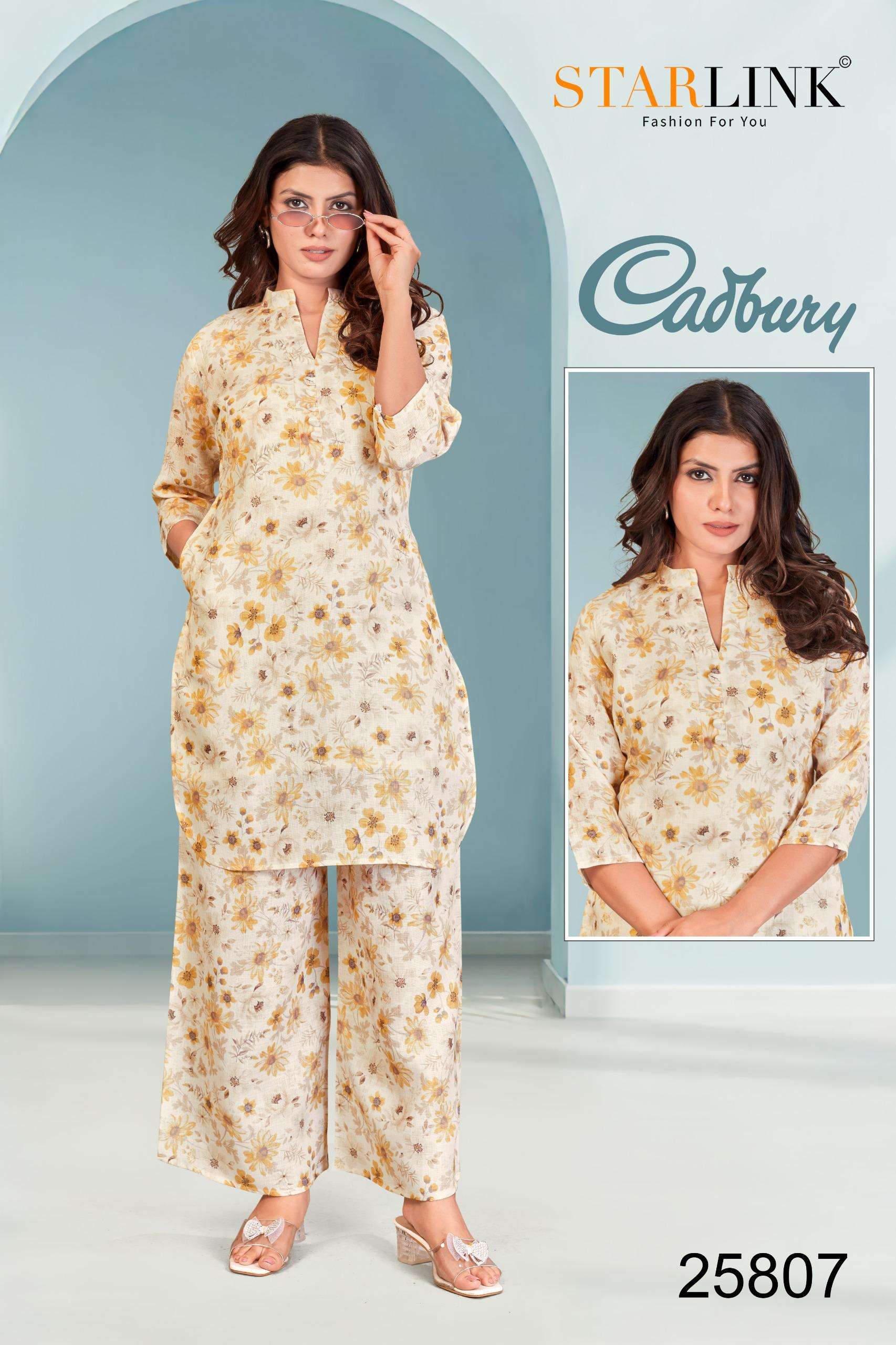 CADBURY BY STARLINK IN LINEN DIGITAL PRINT WITH INNER NEW CO-ORD SET 
