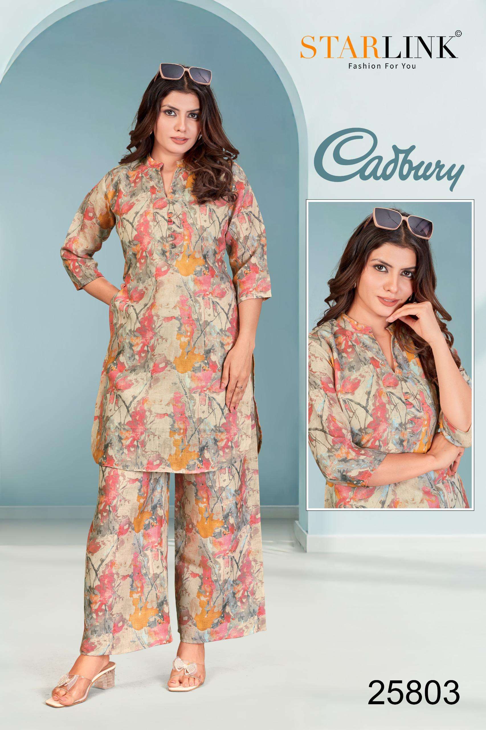 CADBURY BY STARLINK IN LINEN DIGITAL PRINT WITH INNER NEW CO-ORD SET 