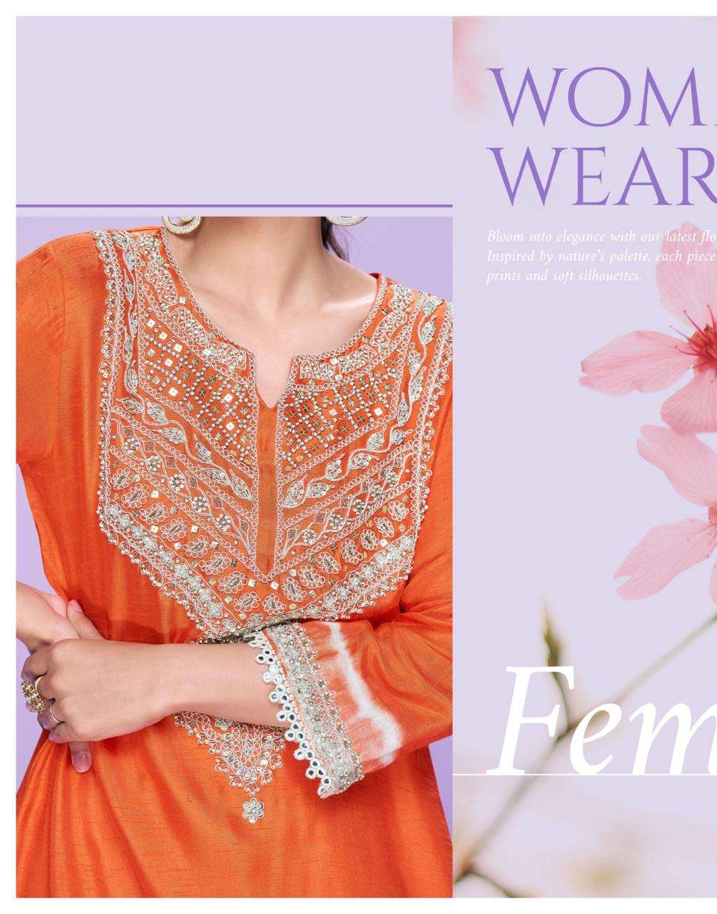 CHAHAT BY SAYURI DESIGNER IN PREMIUM REAL SILK WITH EMBROIDERED KURTI STYLE 