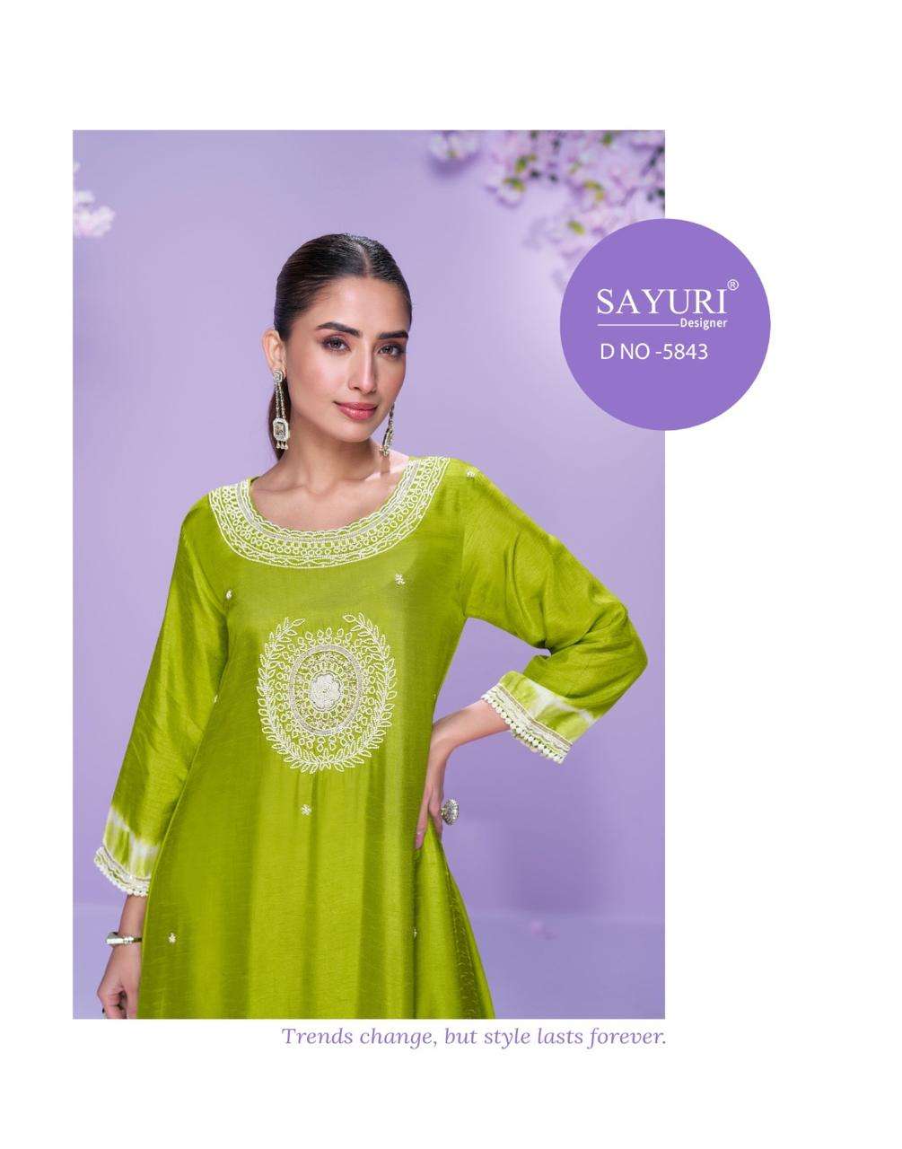 CHAHAT BY SAYURI DESIGNER IN PREMIUM REAL SILK WITH EMBROIDERED KURTI STYLE 