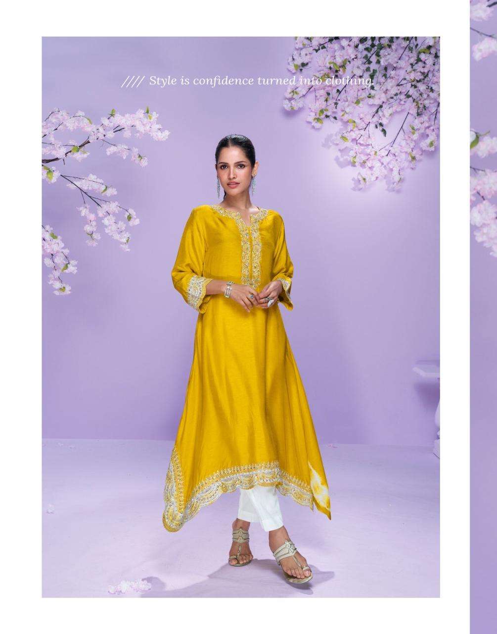 CHAHAT BY SAYURI DESIGNER IN PREMIUM REAL SILK WITH EMBROIDERED KURTI STYLE 