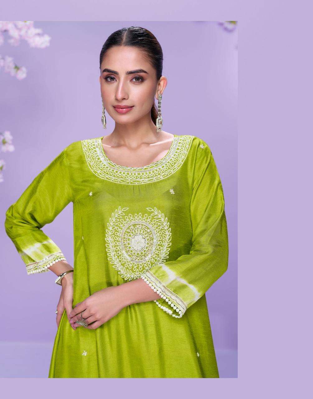 CHAHAT BY SAYURI DESIGNER IN PREMIUM REAL SILK WITH EMBROIDERED KURTI STYLE 